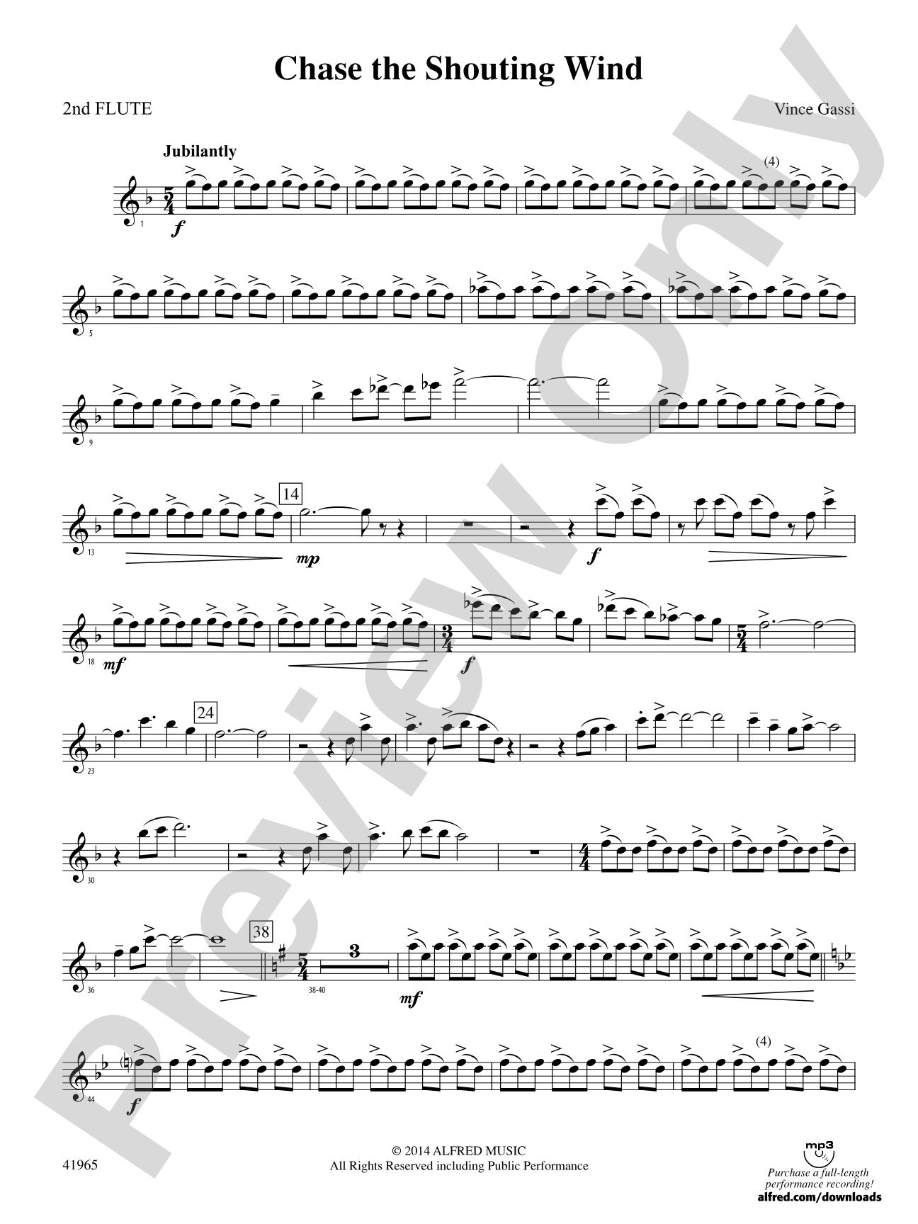 Chase the Shouting Wind: 2nd Flute