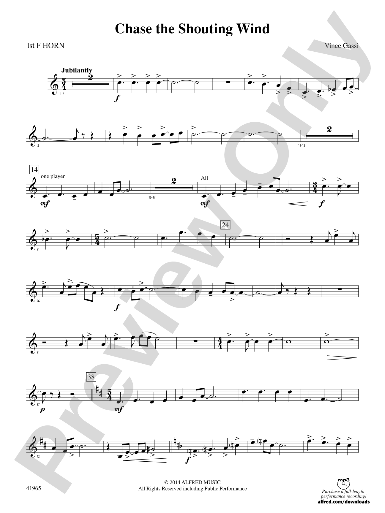 Chase the Shouting Wind: 1st F Horn