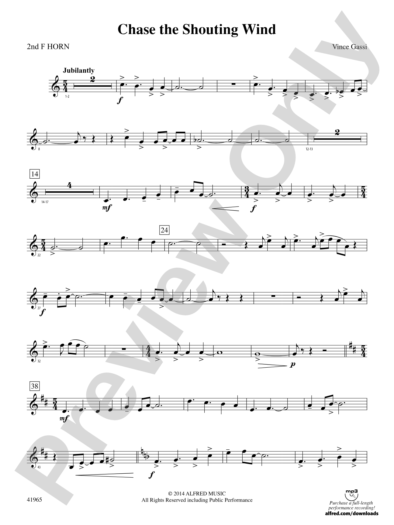 Chase the Shouting Wind: 2nd F Horn