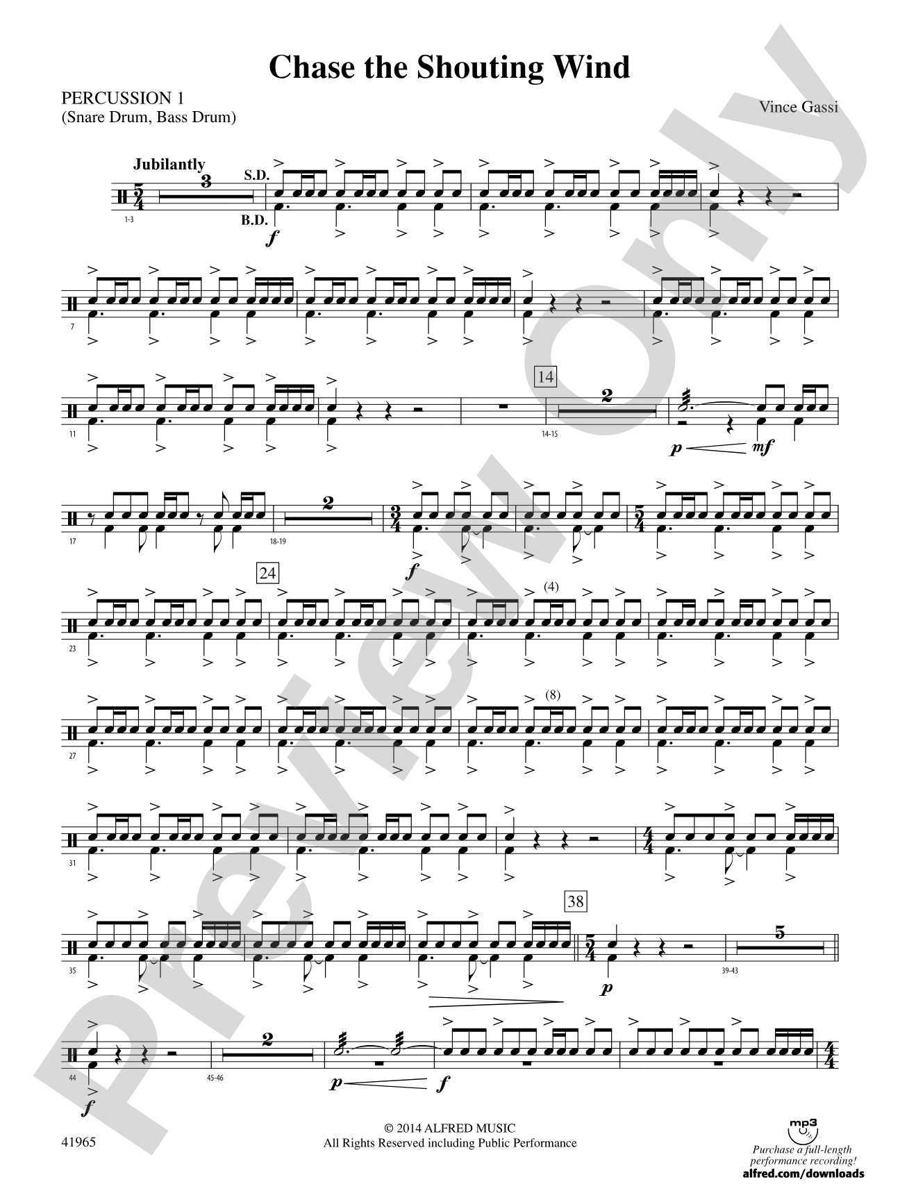 Chase the Shouting Wind: 1st Percussion