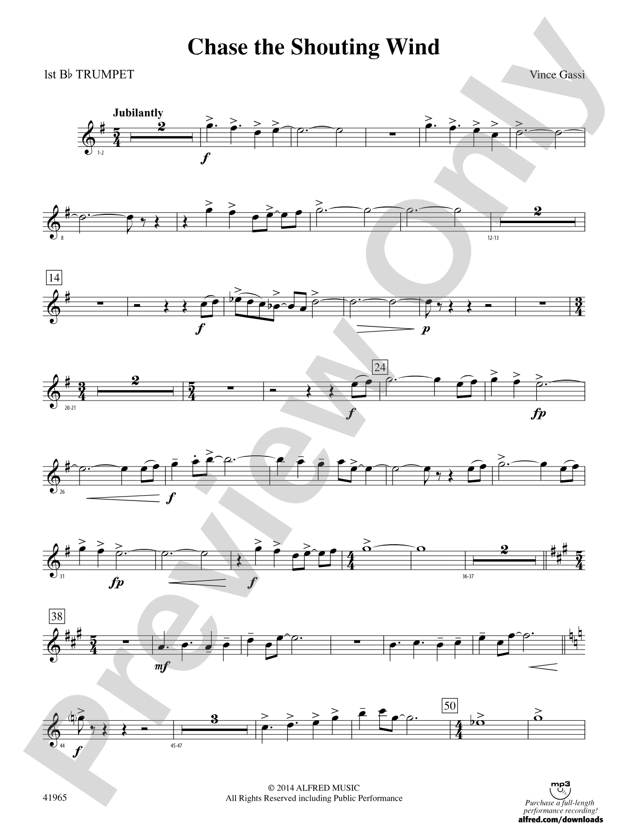 Chase the Shouting Wind: 1st B-flat Trumpet