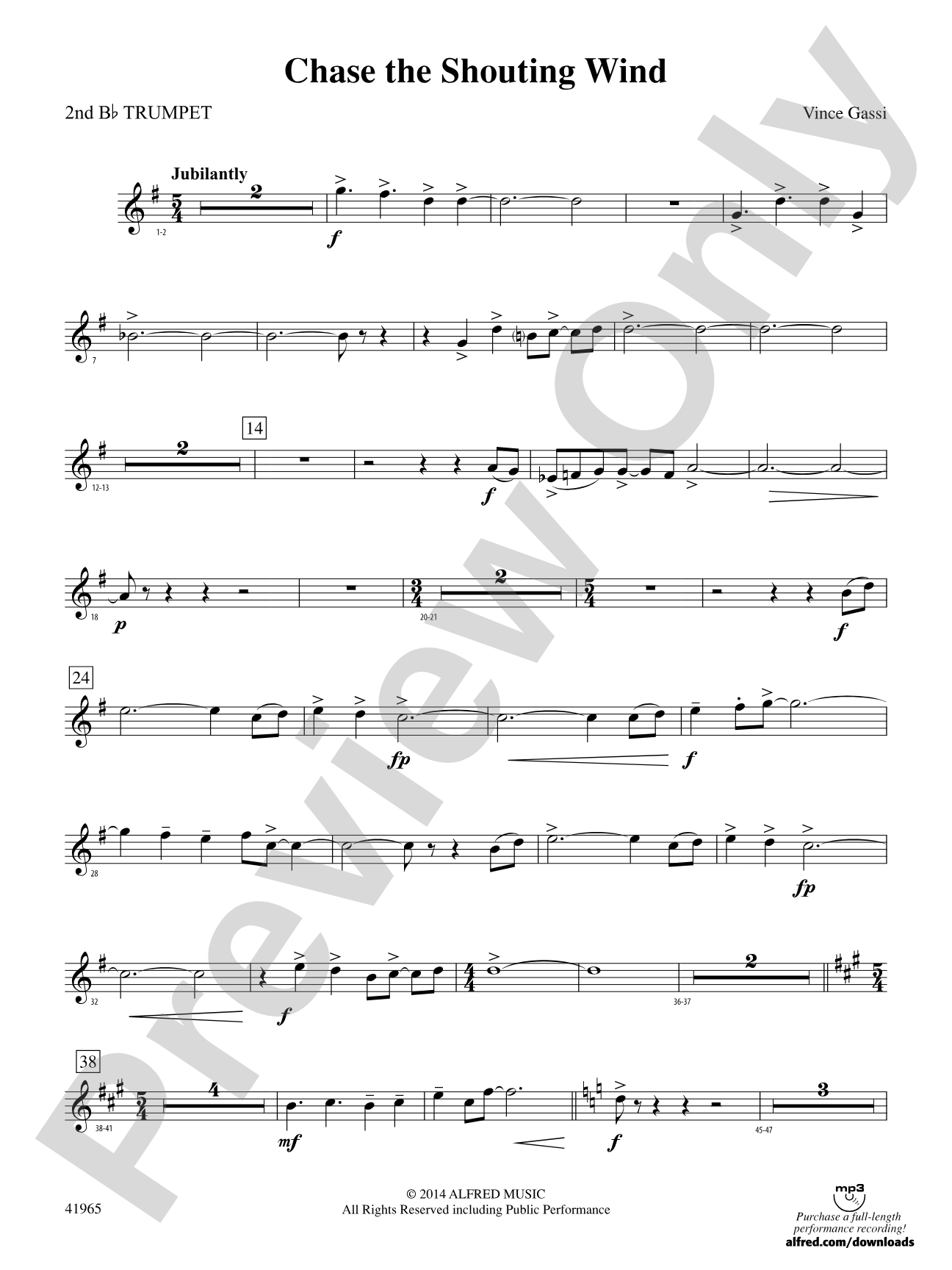 Chase the Shouting Wind: 2nd B-flat Trumpet