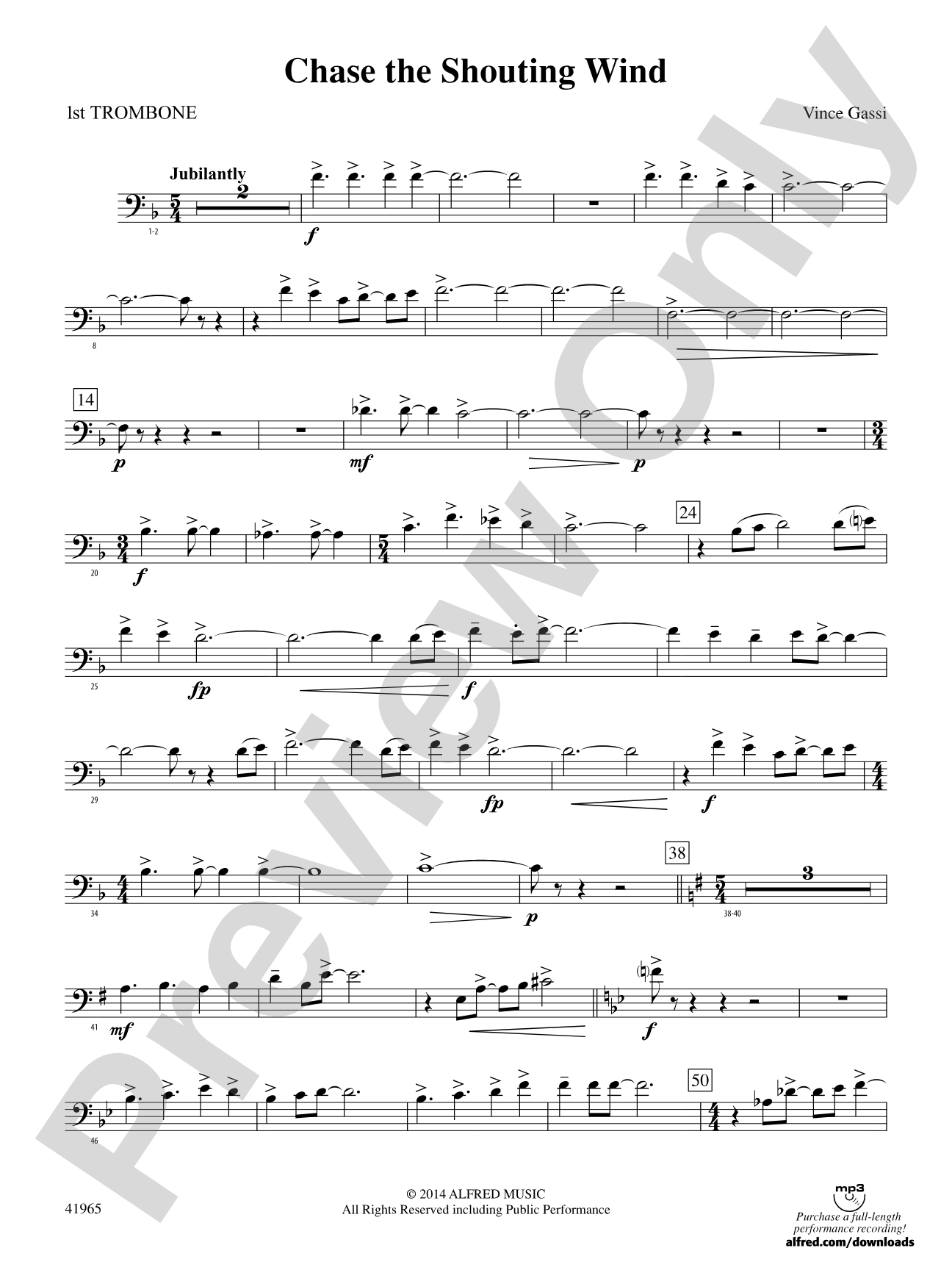 Chase the Shouting Wind: 1st Trombone