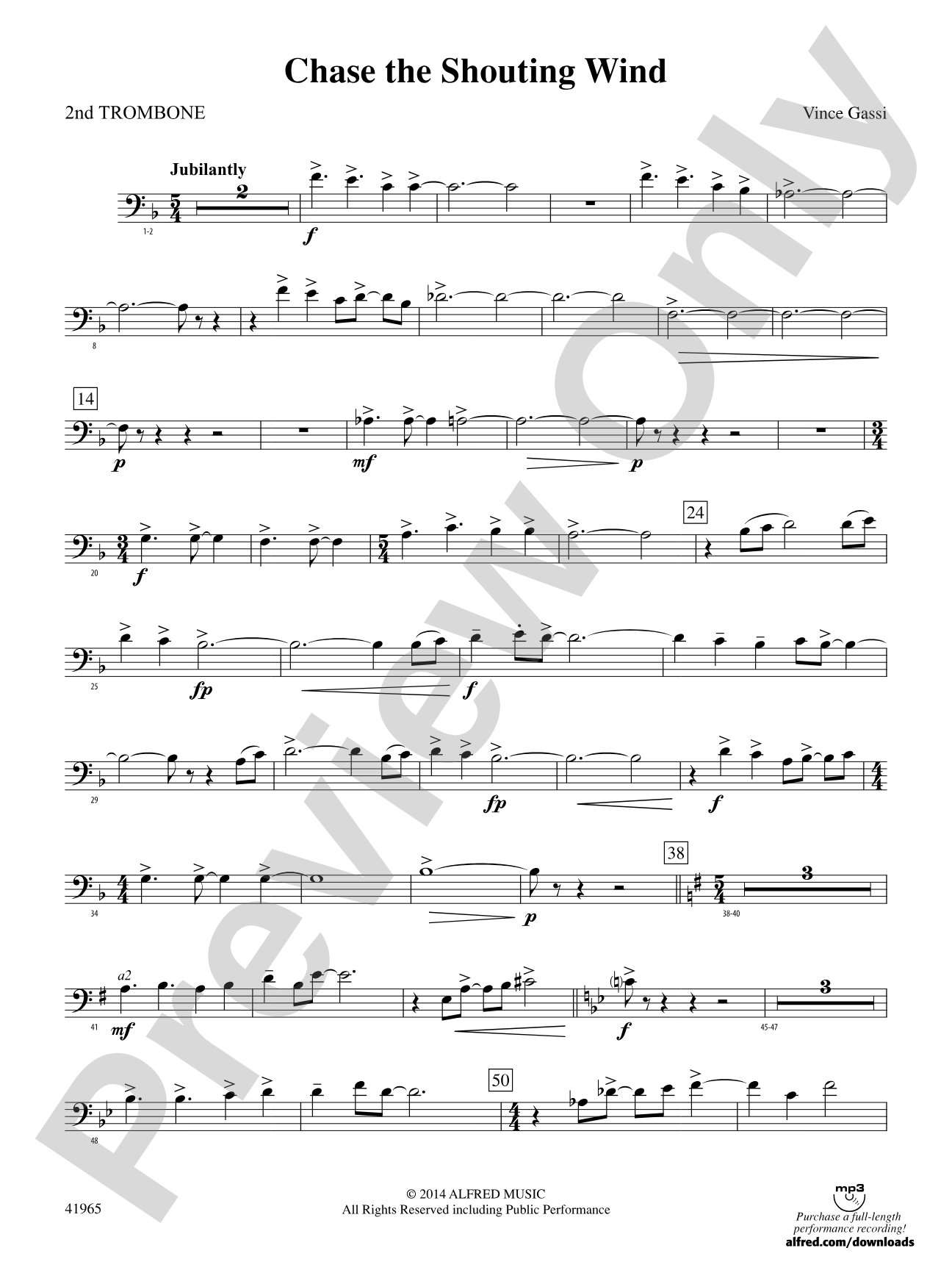 Chase the Shouting Wind: 2nd Trombone