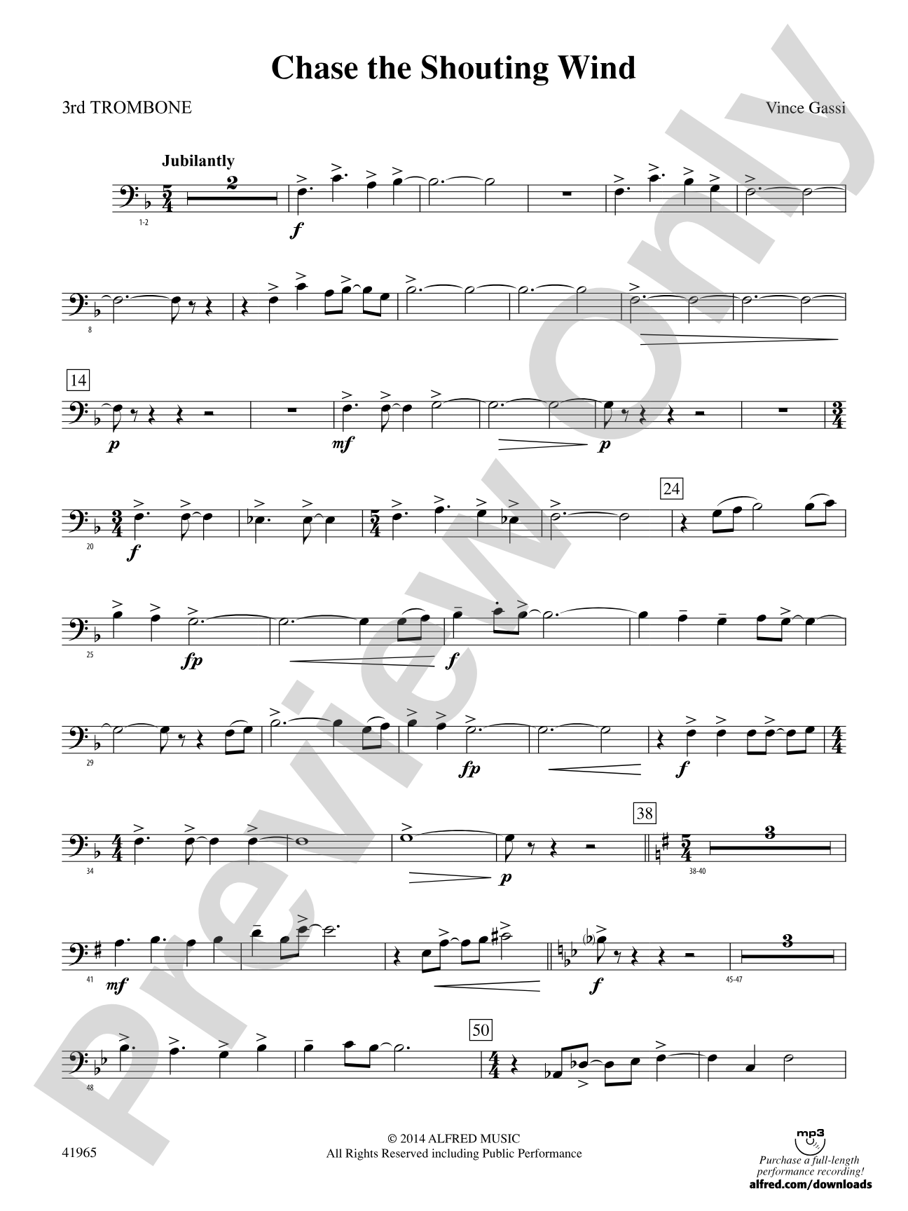 Chase the Shouting Wind: 3rd Trombone