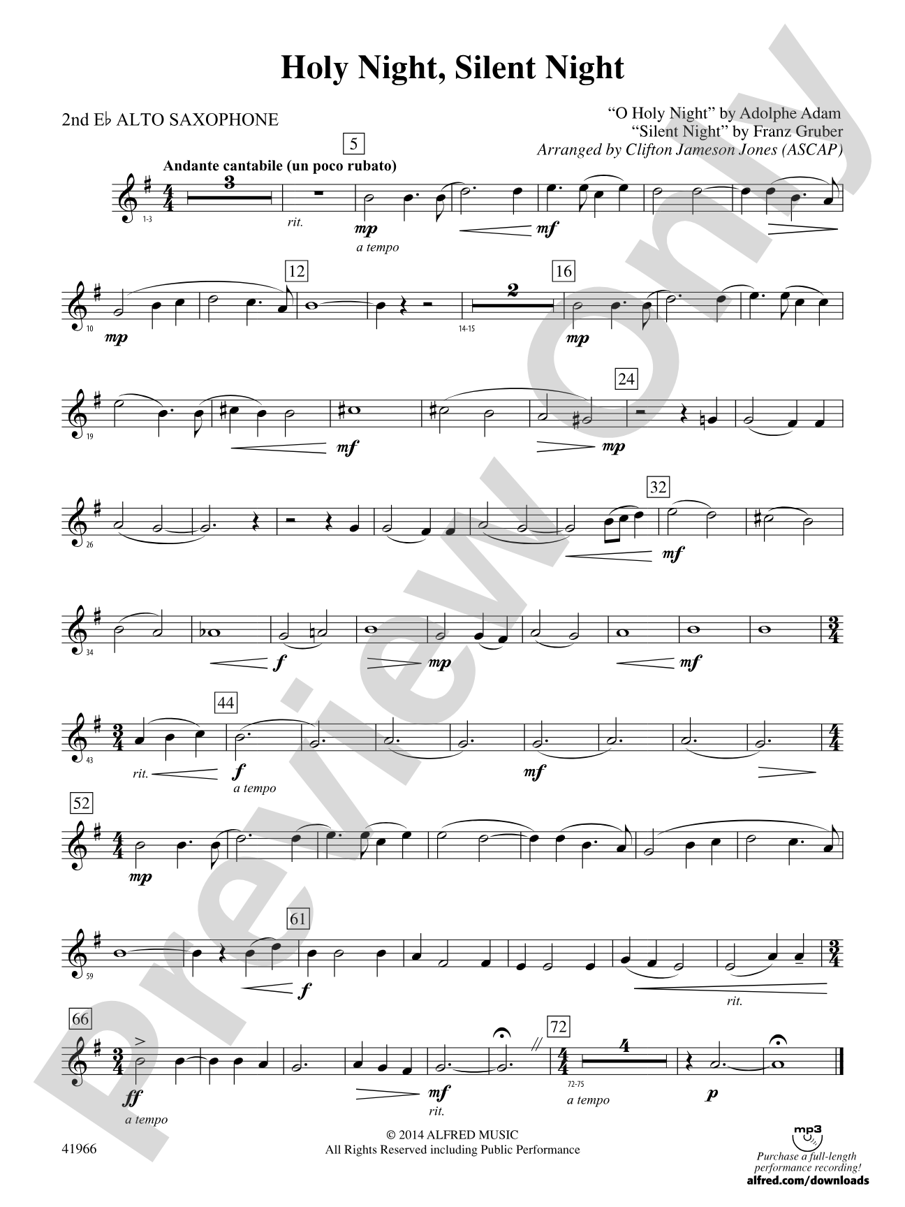 Holy Night, Silent Night: 2nd E-flat Alto Saxophone