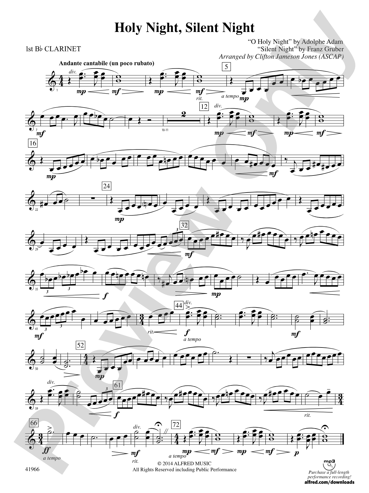 Holy Night, Silent Night: 1st B-flat Clarinet