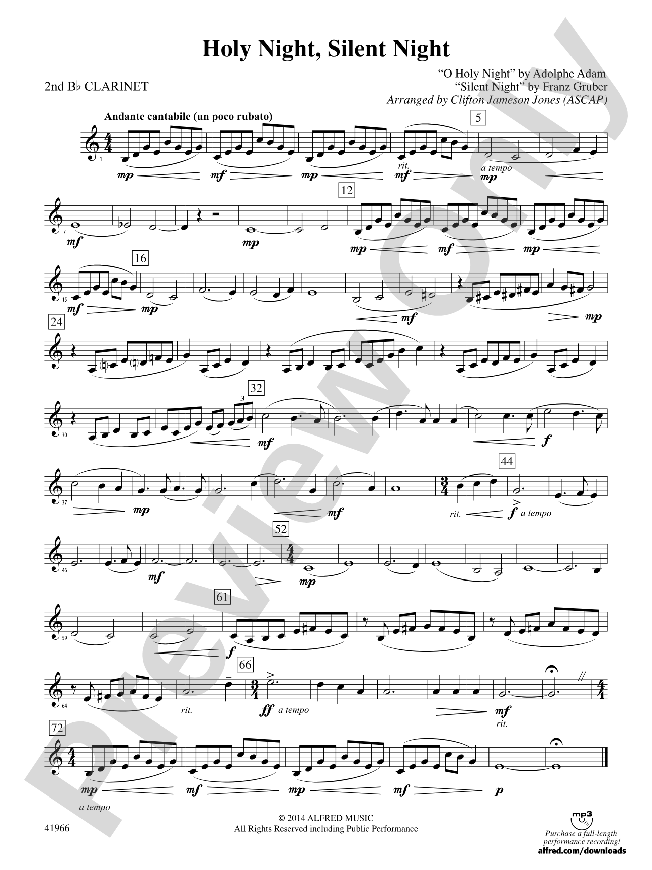 Holy Night, Silent Night: 2nd B-flat Clarinet