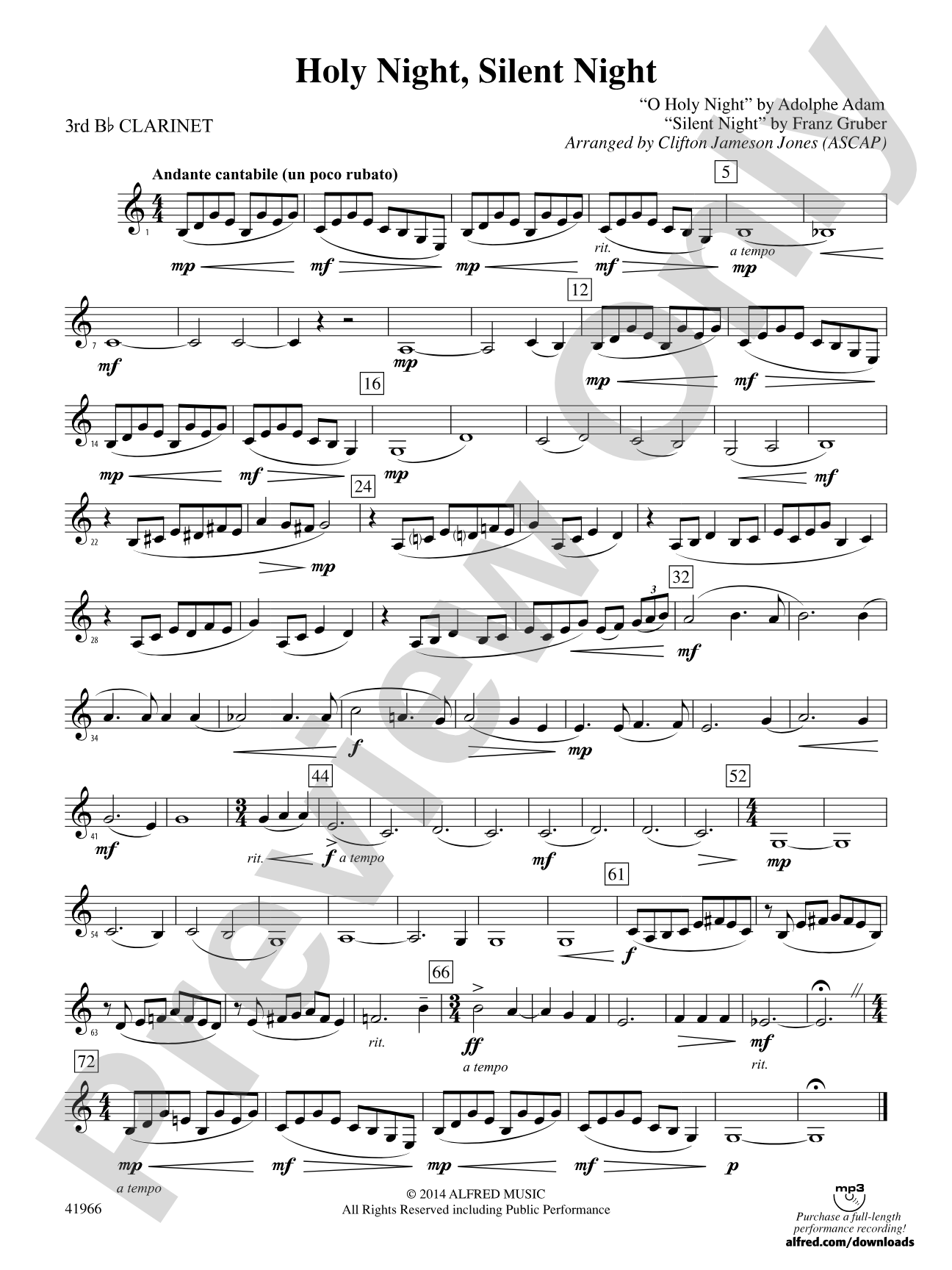 Holy Night, Silent Night: 3rd B-flat Clarinet