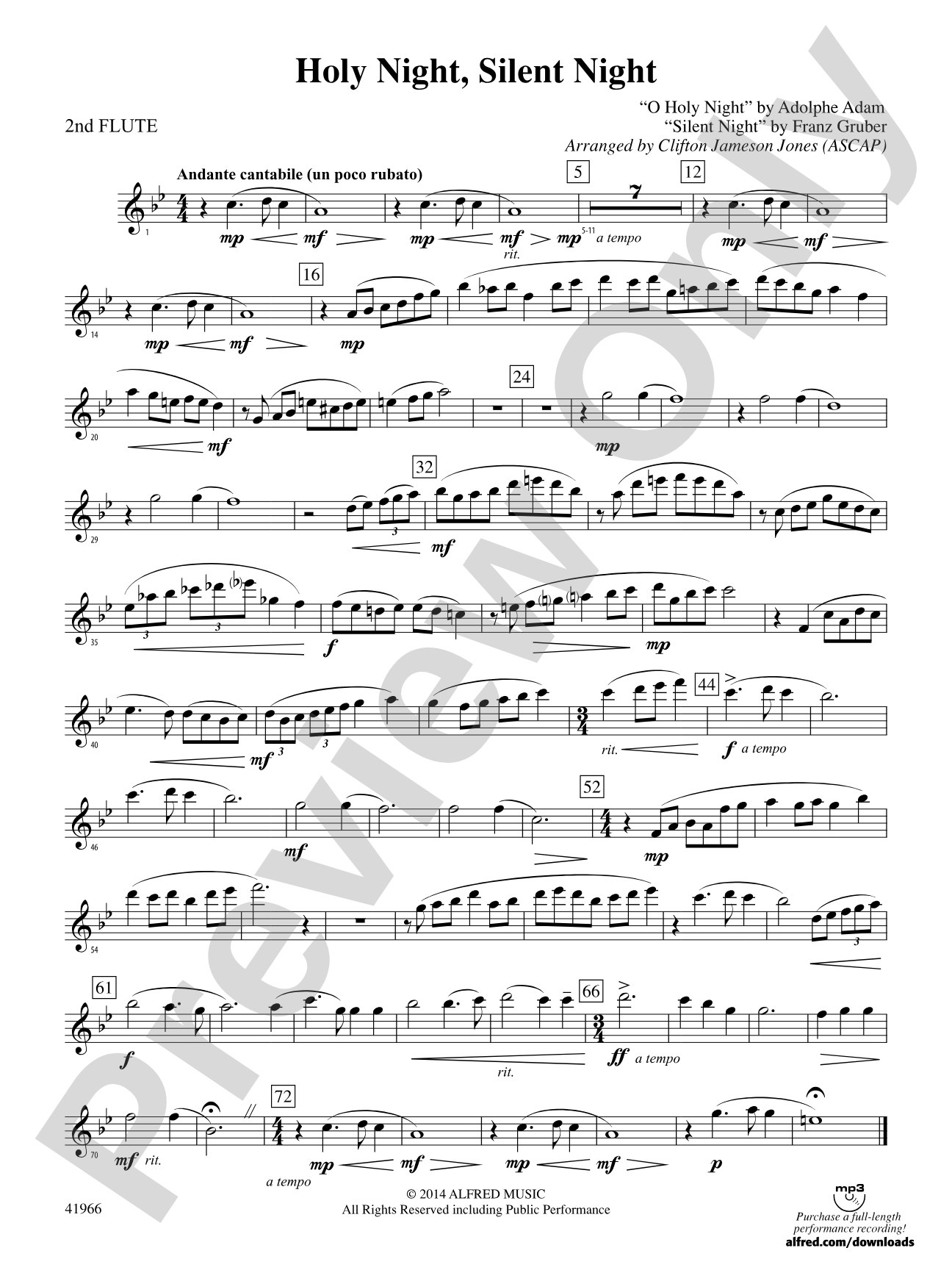 Holy Night, Silent Night: 2nd Flute