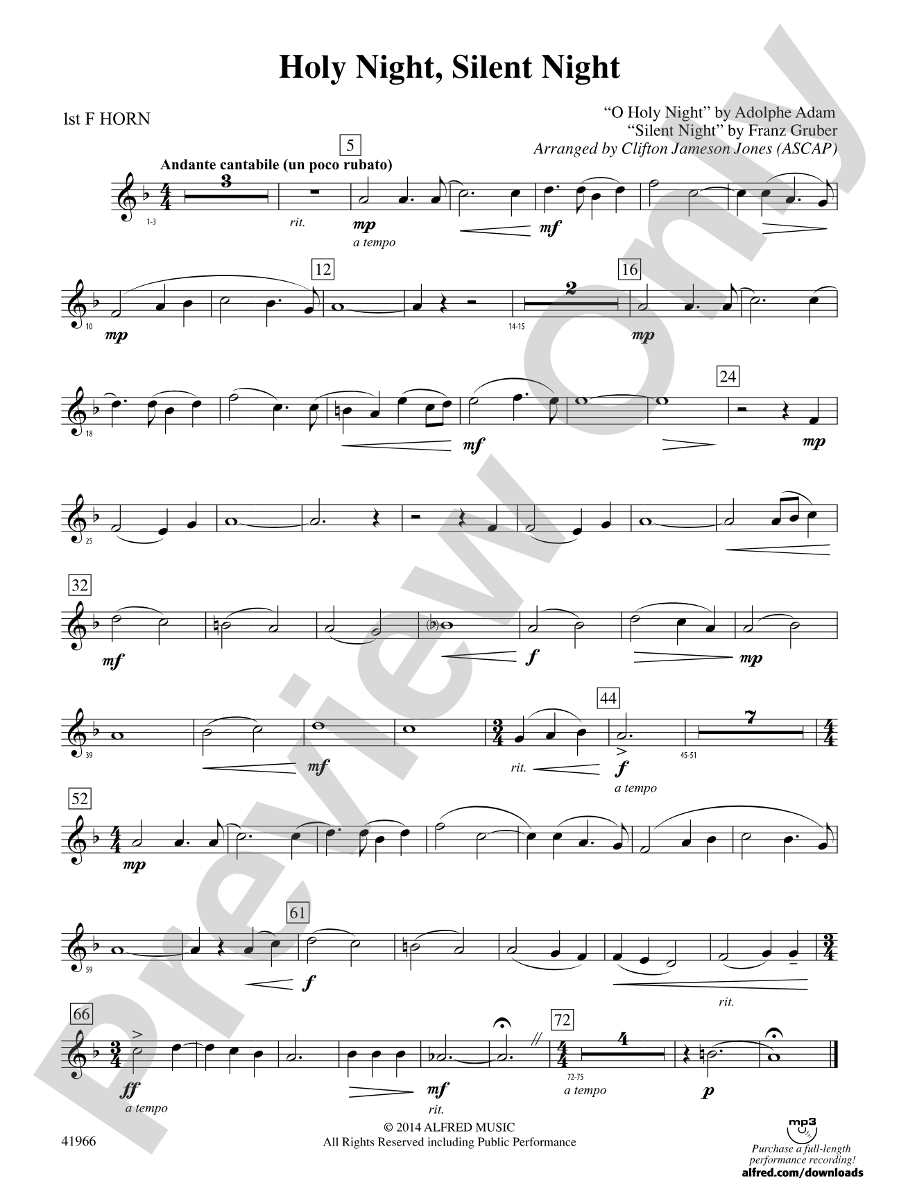Holy Night, Silent Night: 1st F Horn
