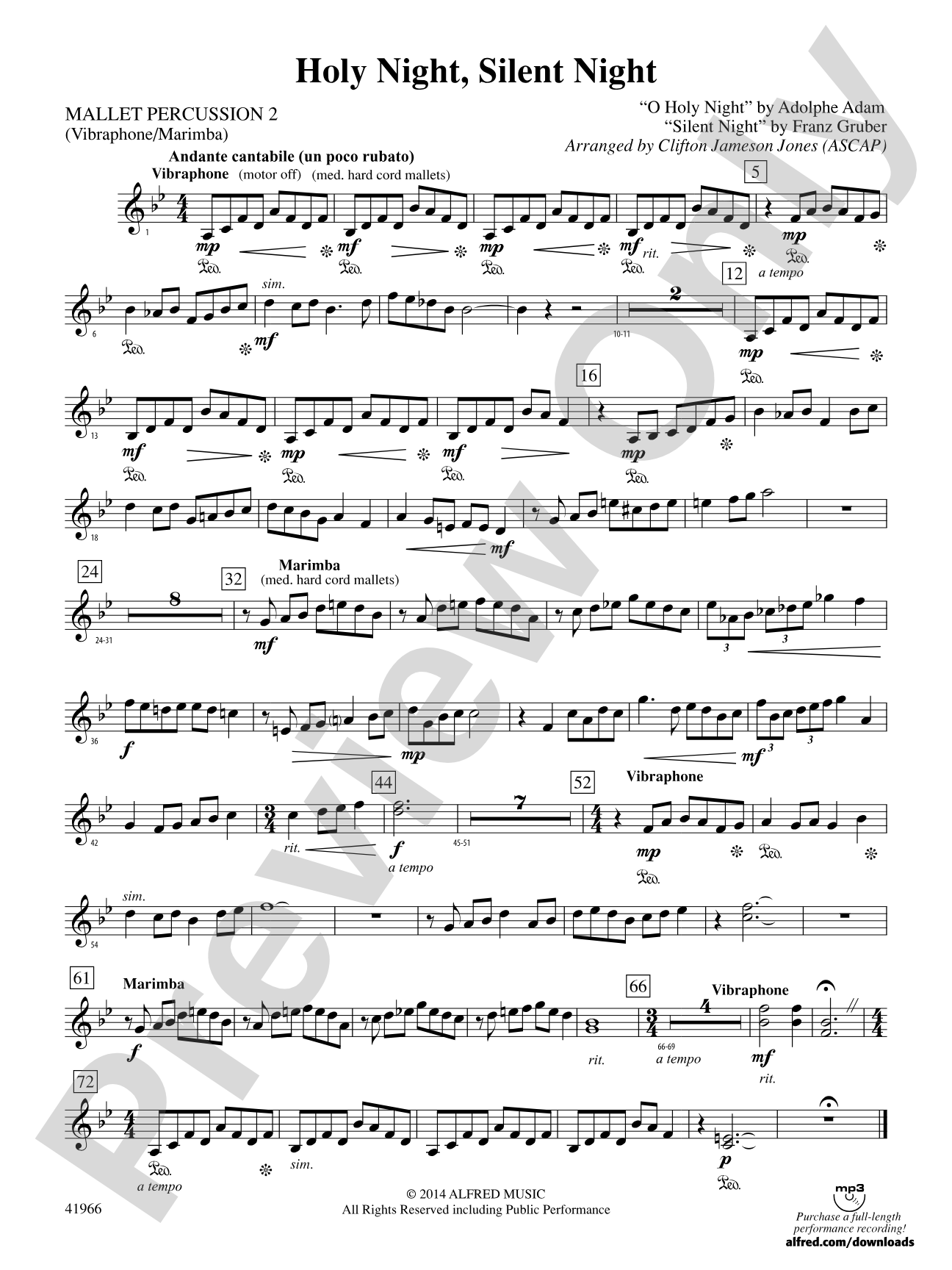 Holy Night, Silent Night: 2nd Mallet Percussion