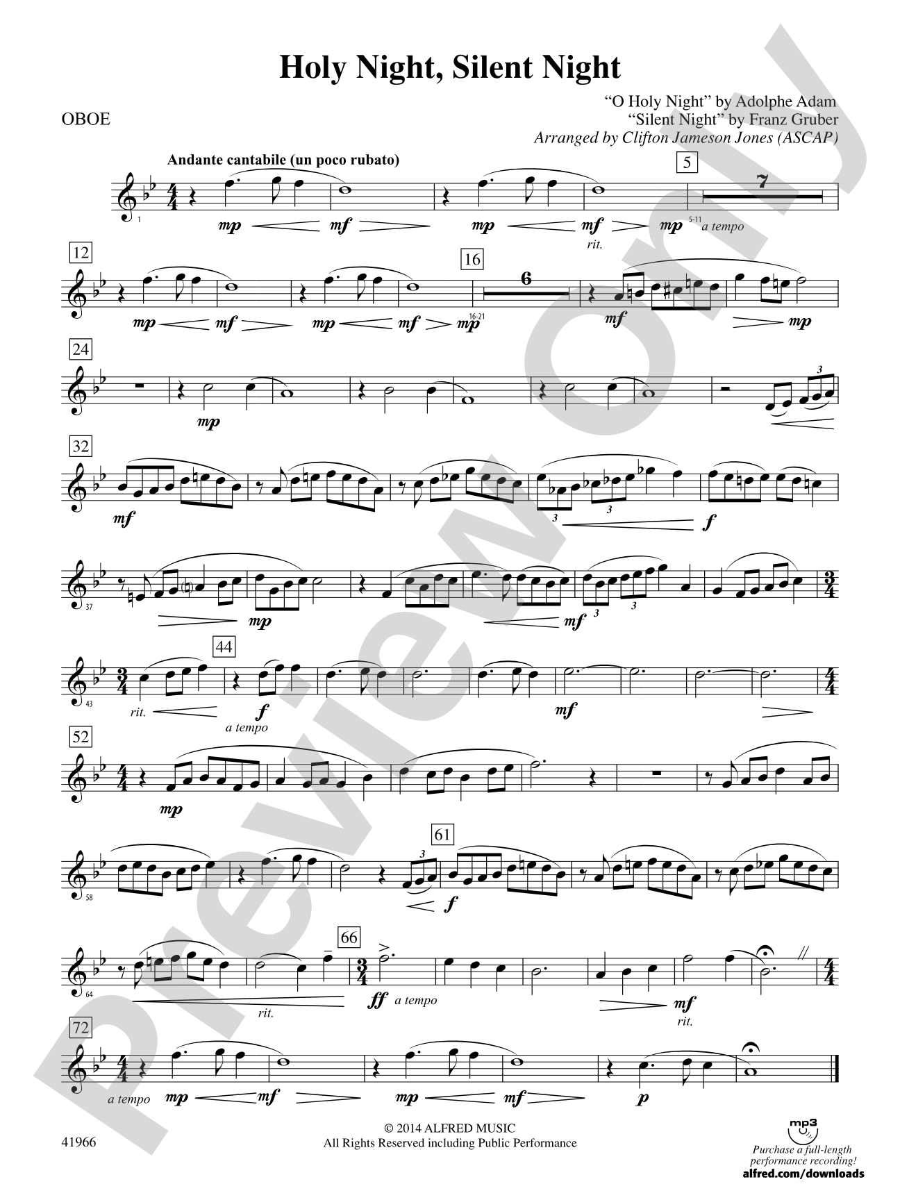 Holy Night, Silent Night: Oboe