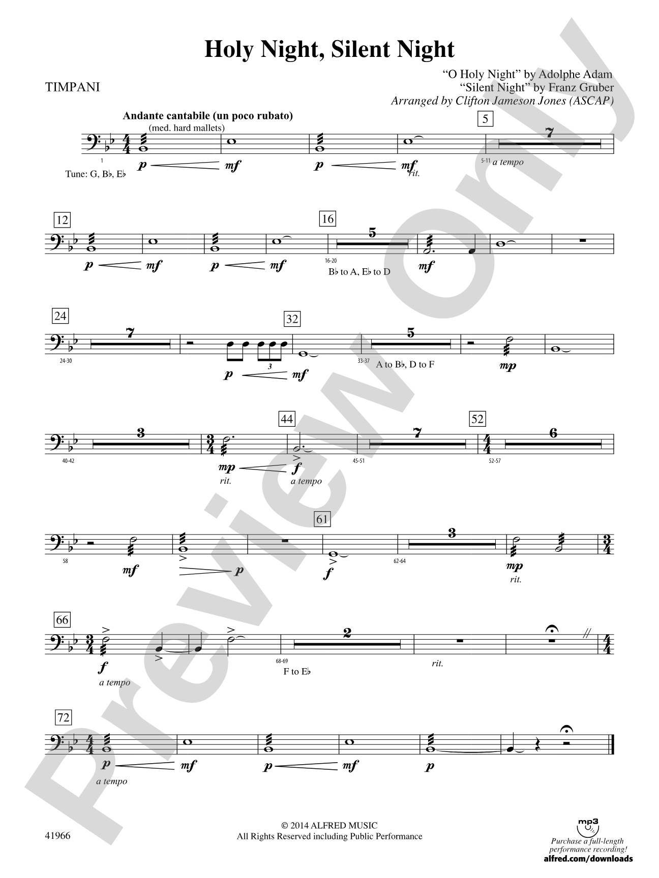 Holy Night, Silent Night: Timpani
