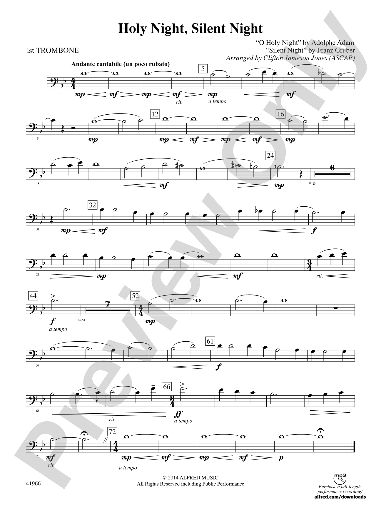 Holy Night, Silent Night: 1st Trombone