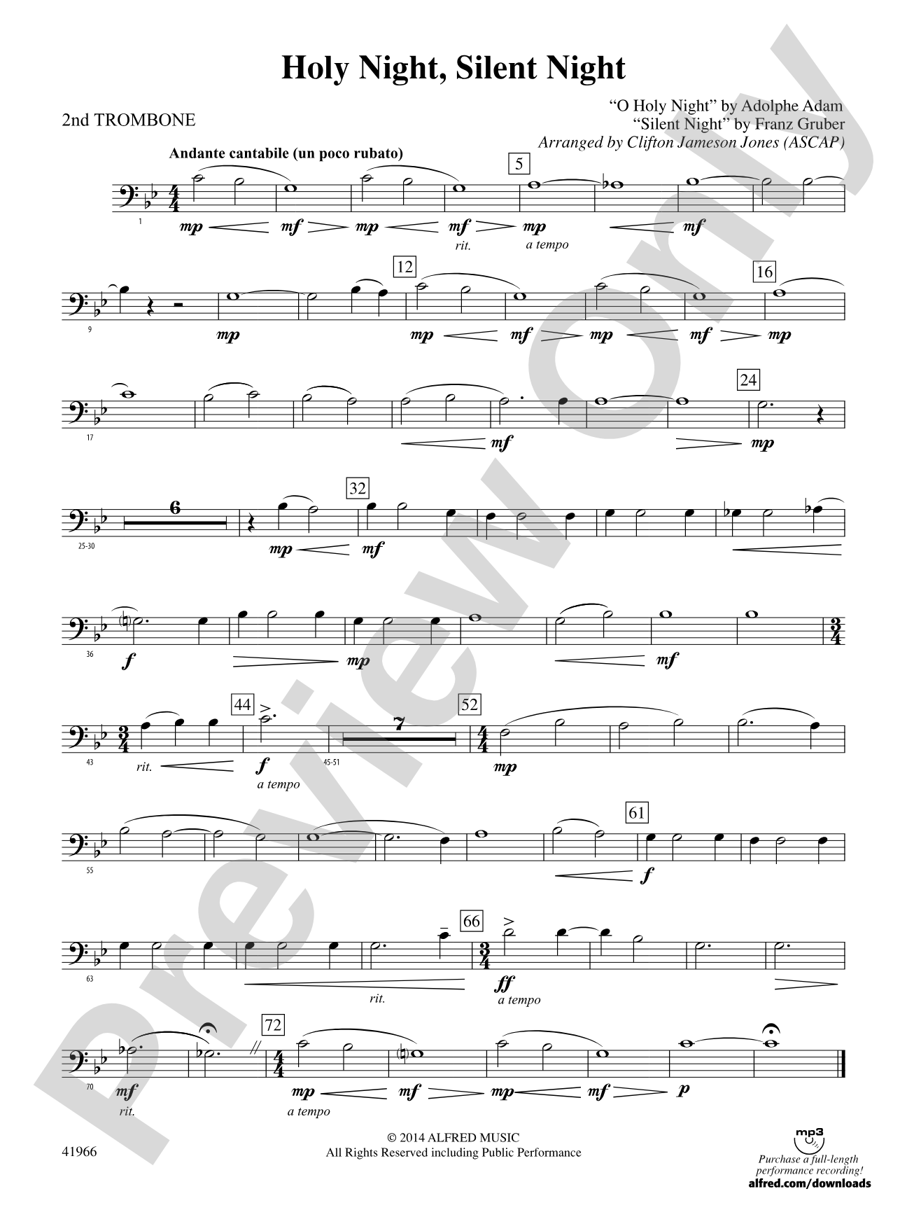 Holy Night, Silent Night: 2nd Trombone