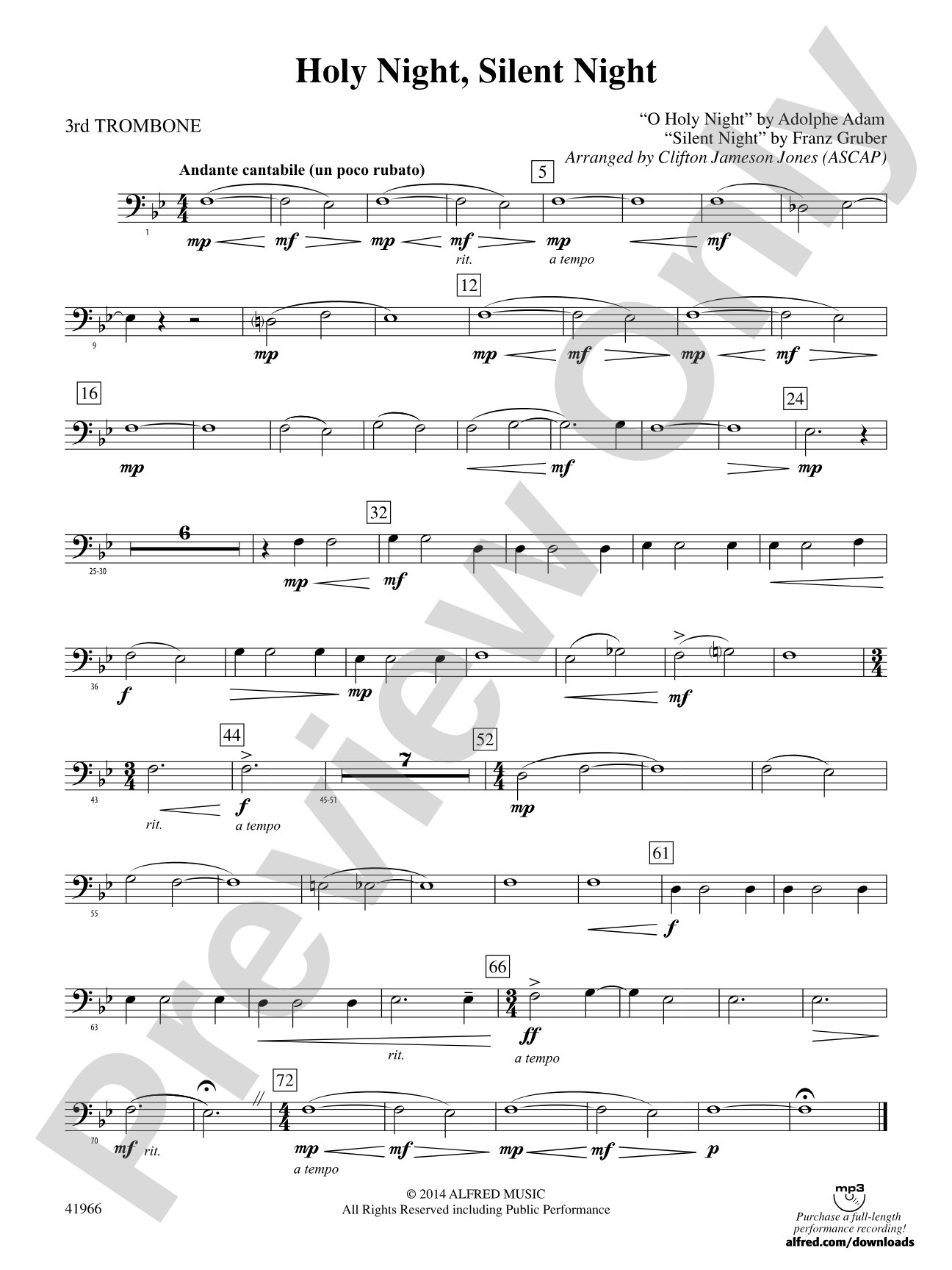 Holy Night, Silent Night: 3rd Trombone
