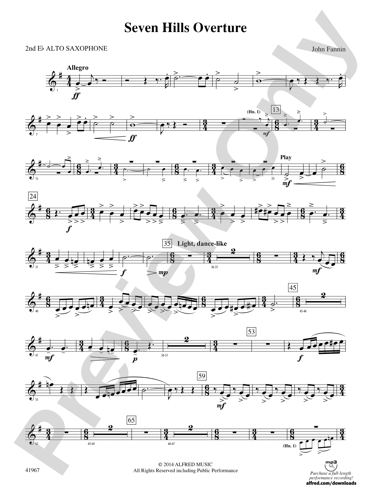 Seven Hills Overture: 2nd E-flat Alto Saxophone