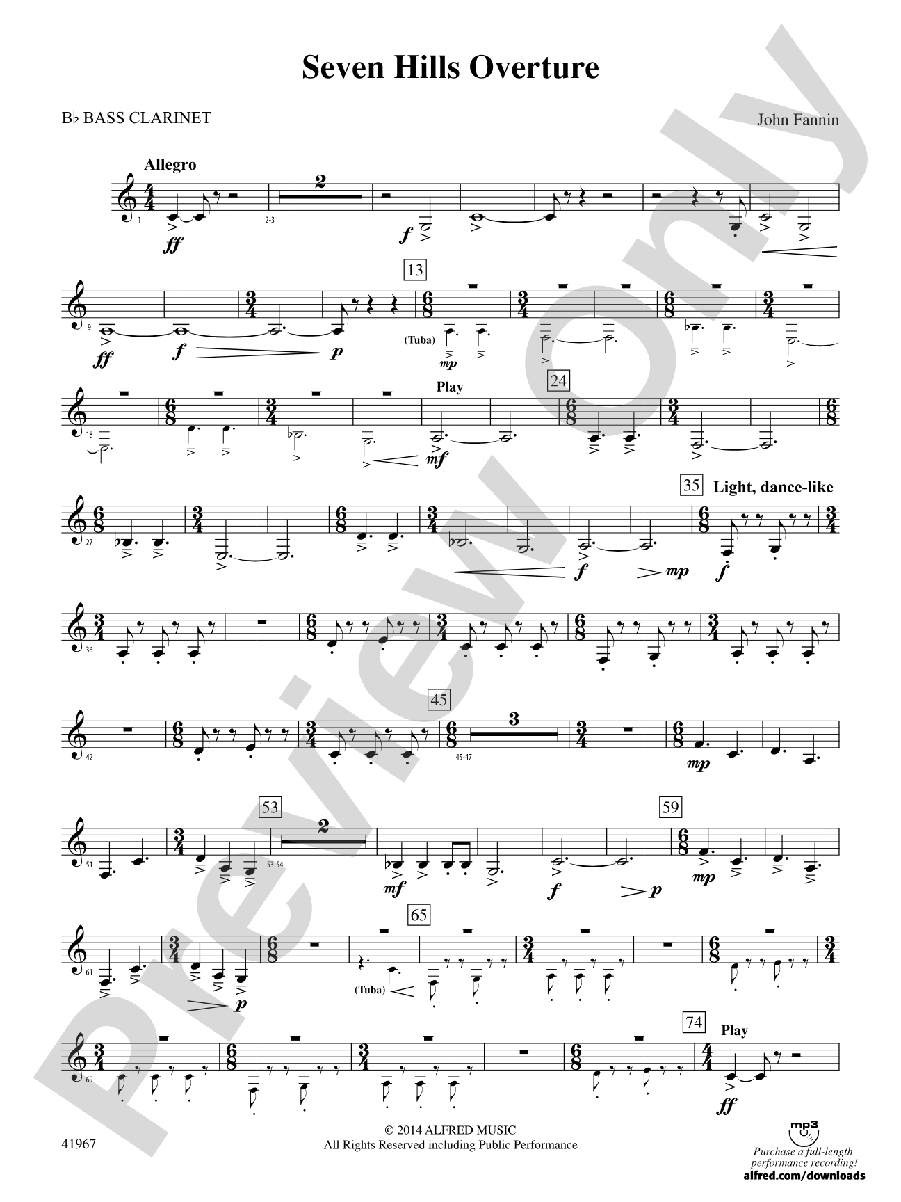 Seven Hills Overture: B-flat Bass Clarinet