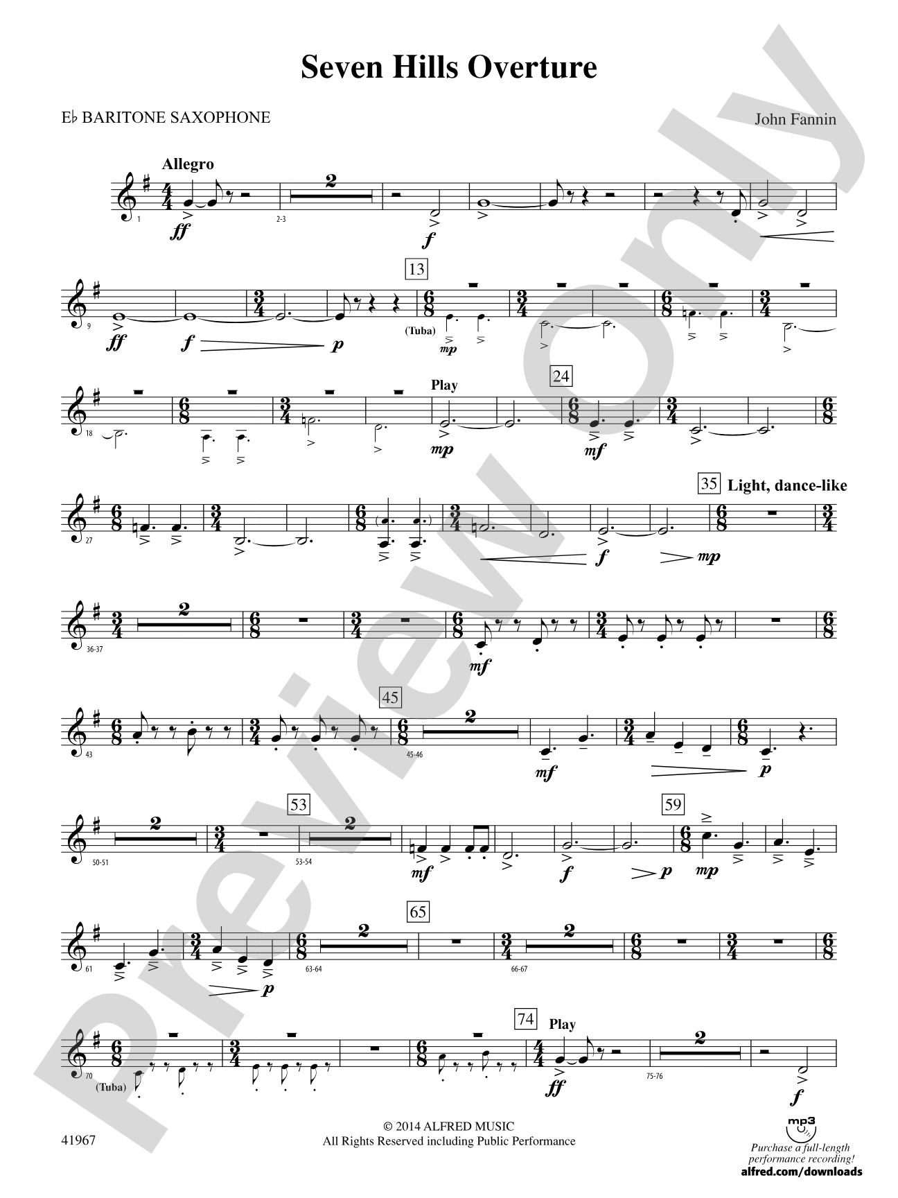 Seven Hills Overture: E-flat Baritone Saxophone