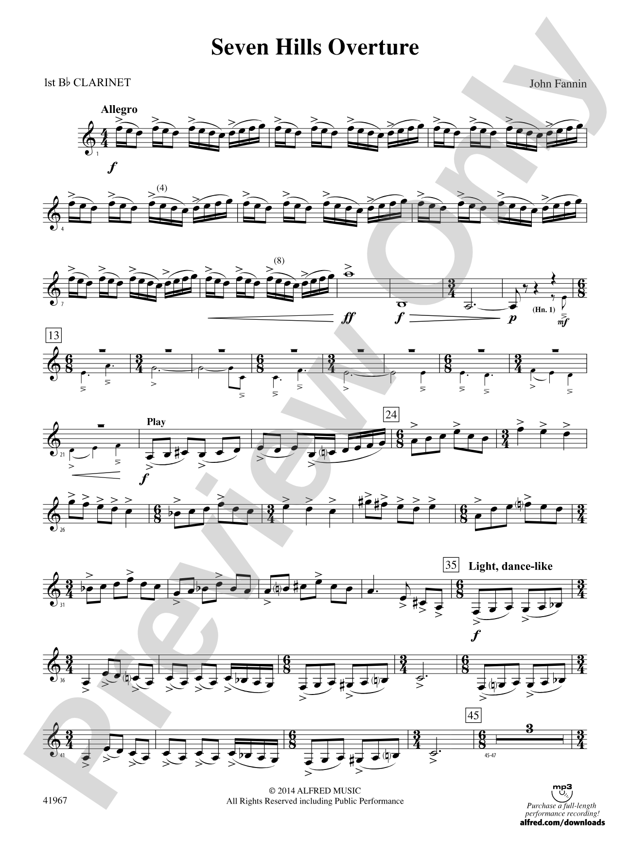 Seven Hills Overture: 1st B-flat Clarinet