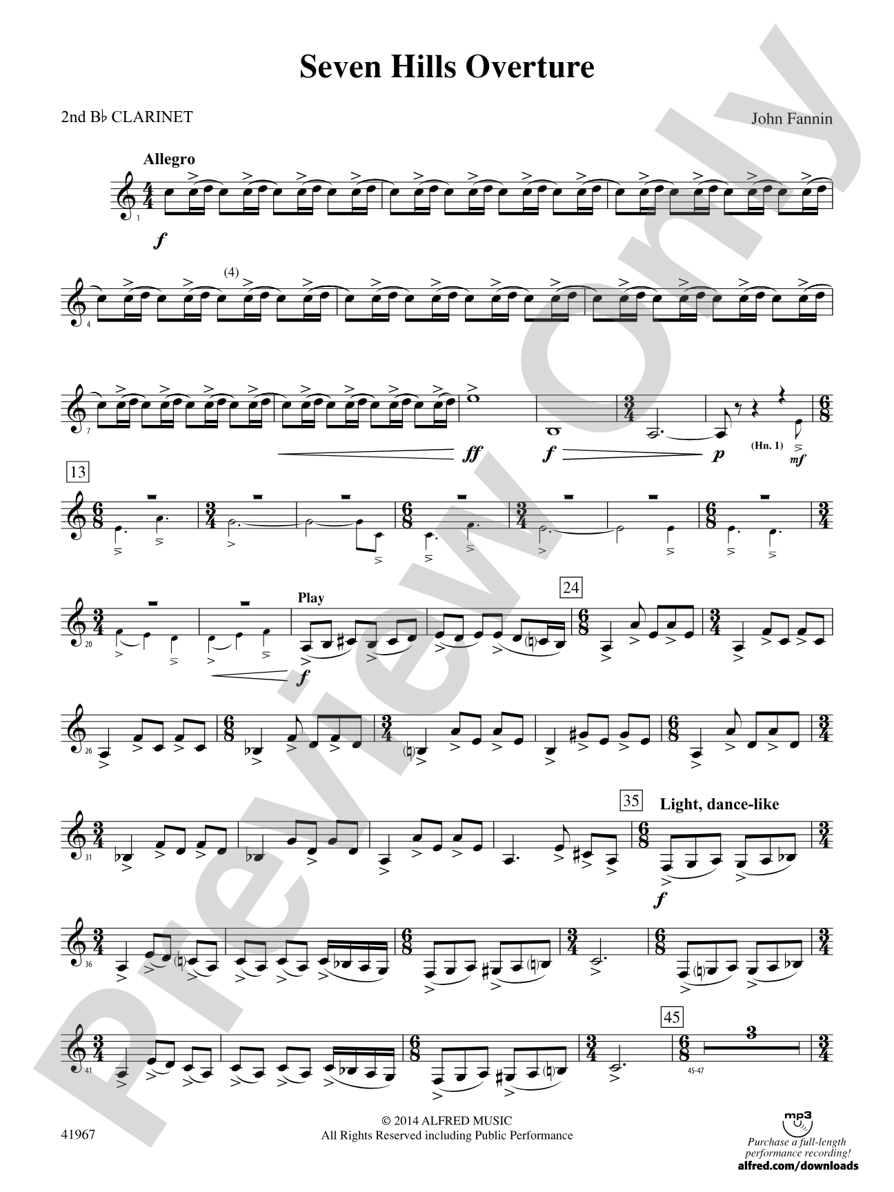 Seven Hills Overture: 2nd B-flat Clarinet