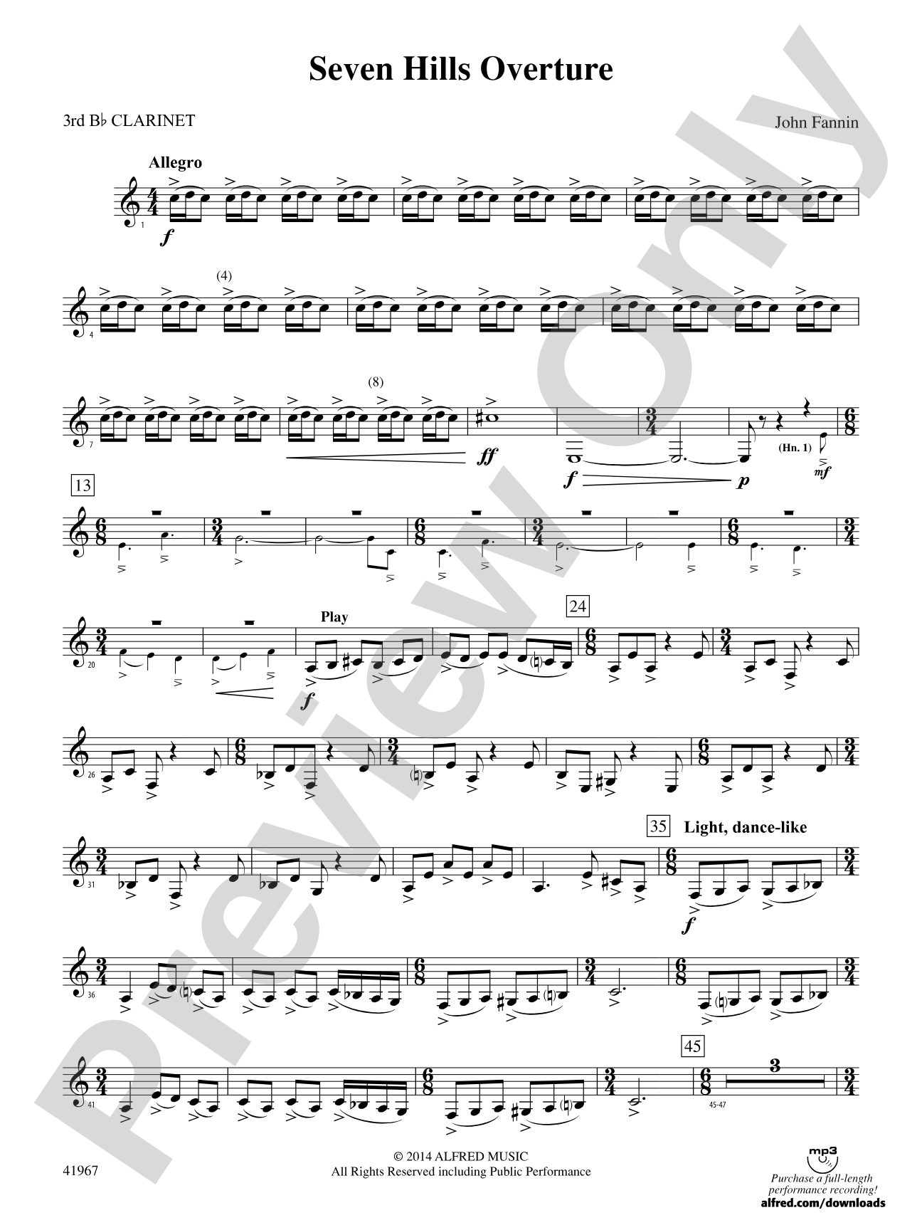 Seven Hills Overture: 3rd B-flat Clarinet