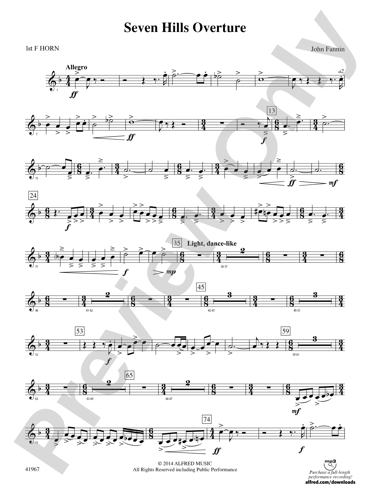 Seven Hills Overture: 1st F Horn