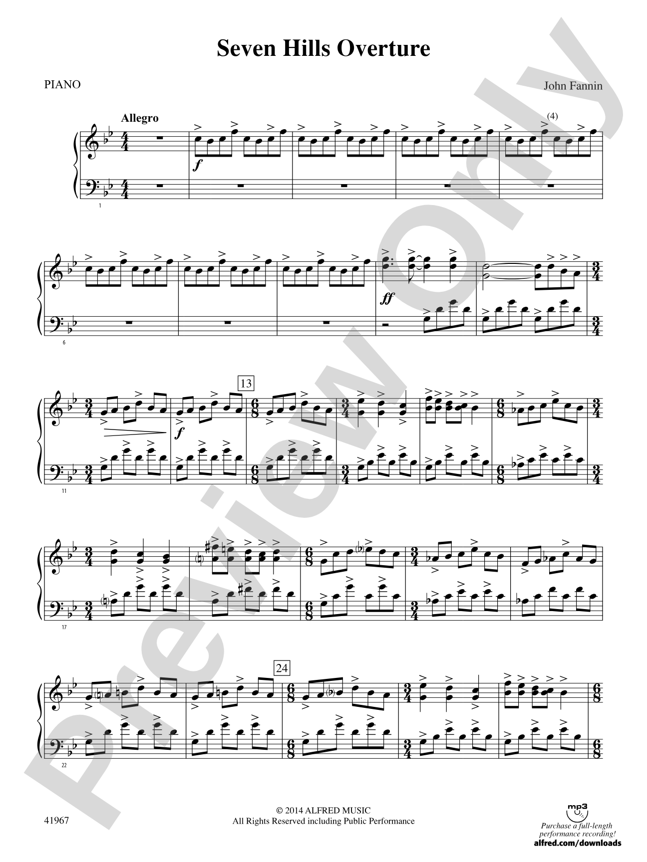 Seven Hills Overture: Piano Accompaniment
