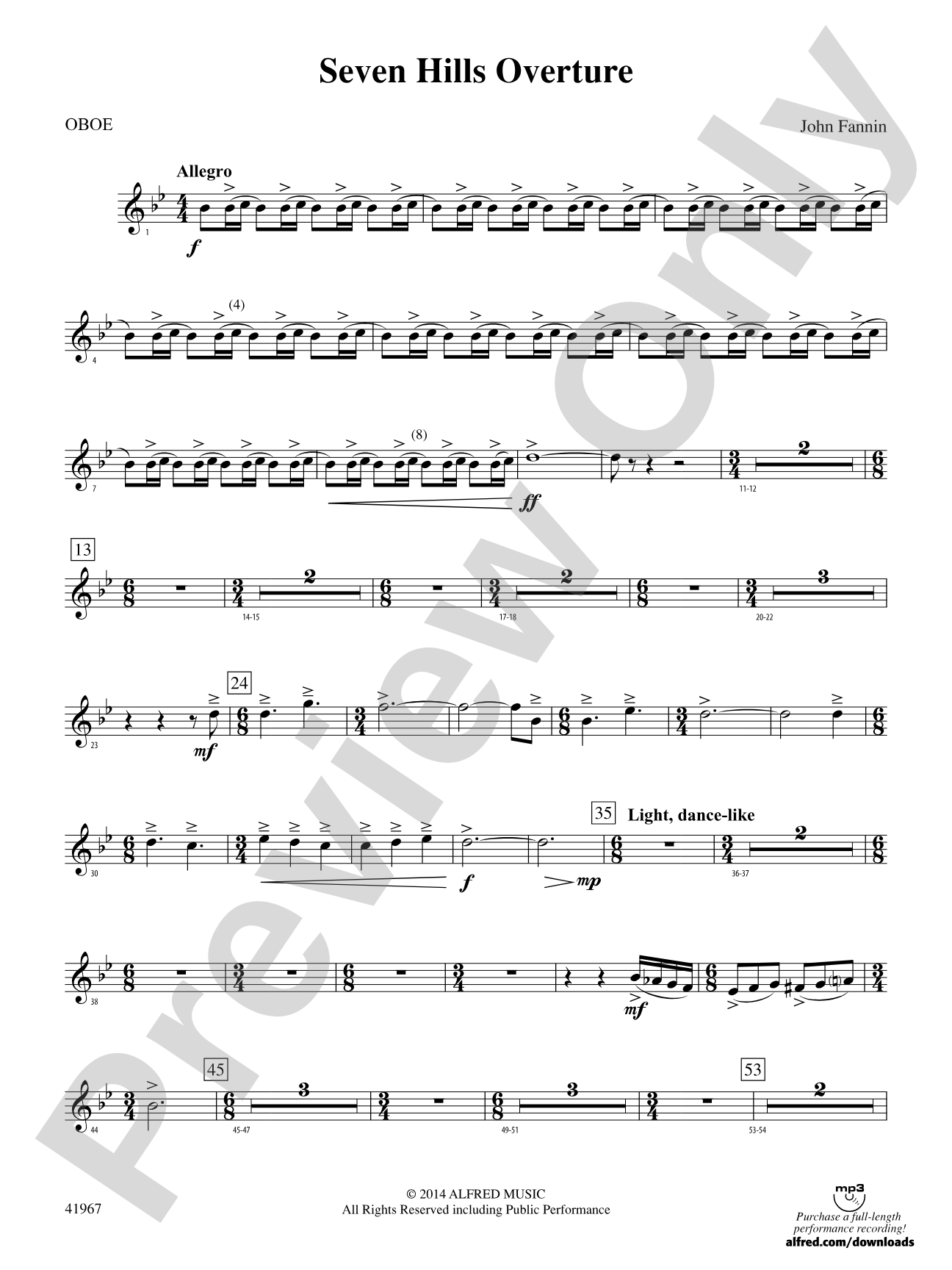 Seven Hills Overture: Oboe