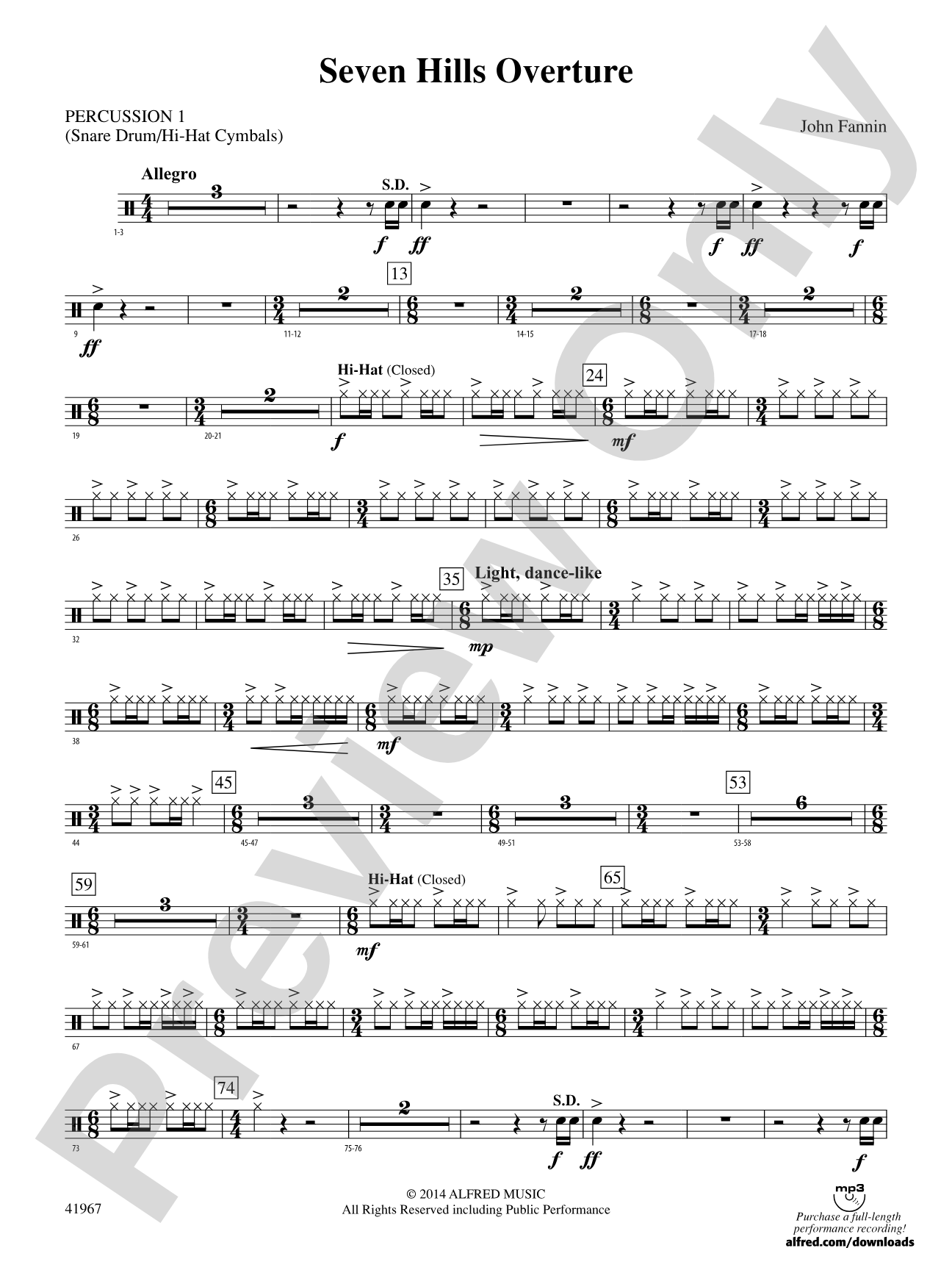 Seven Hills Overture: 1st Percussion