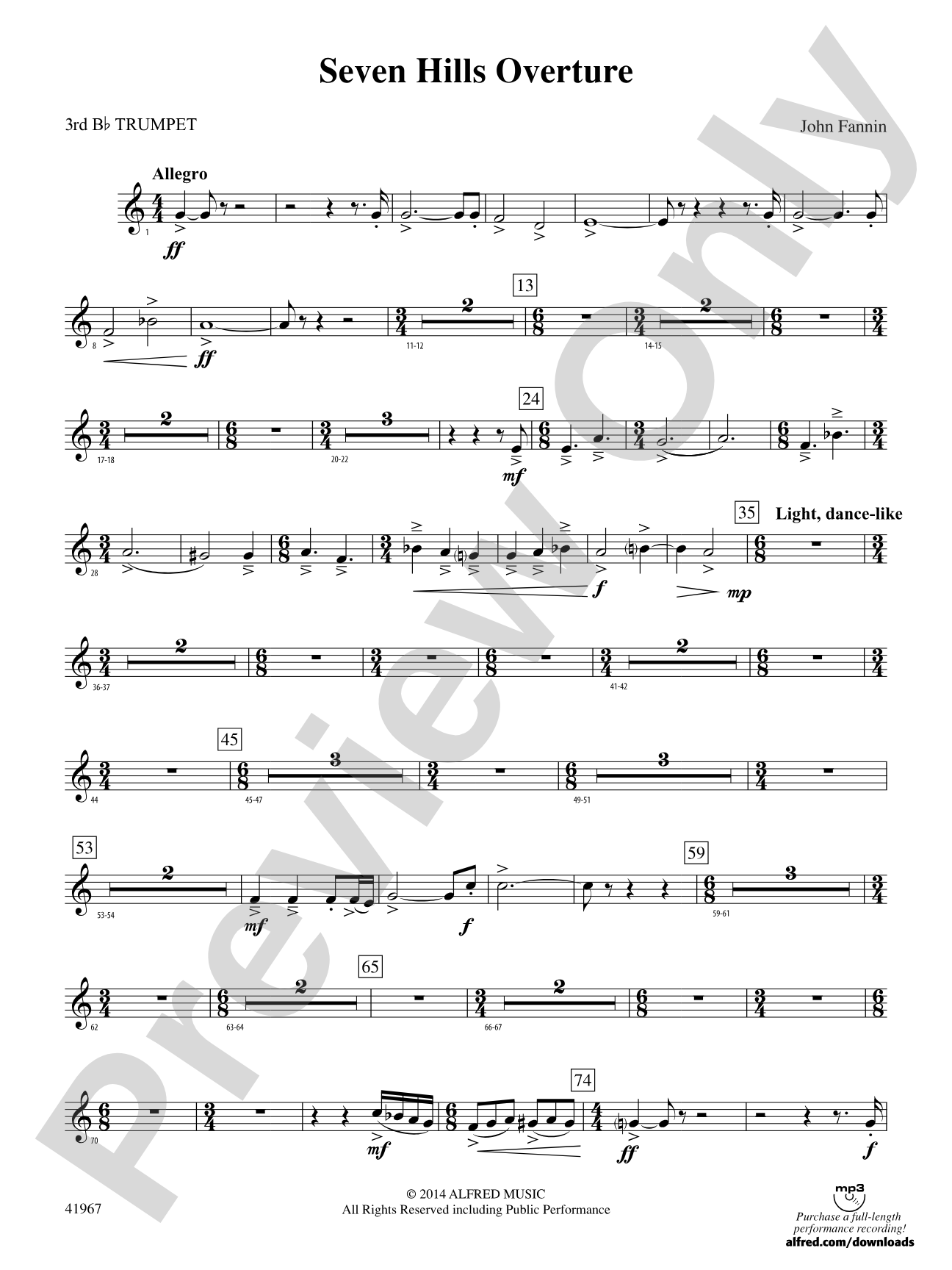 Seven Hills Overture: 3rd B-flat Trumpet