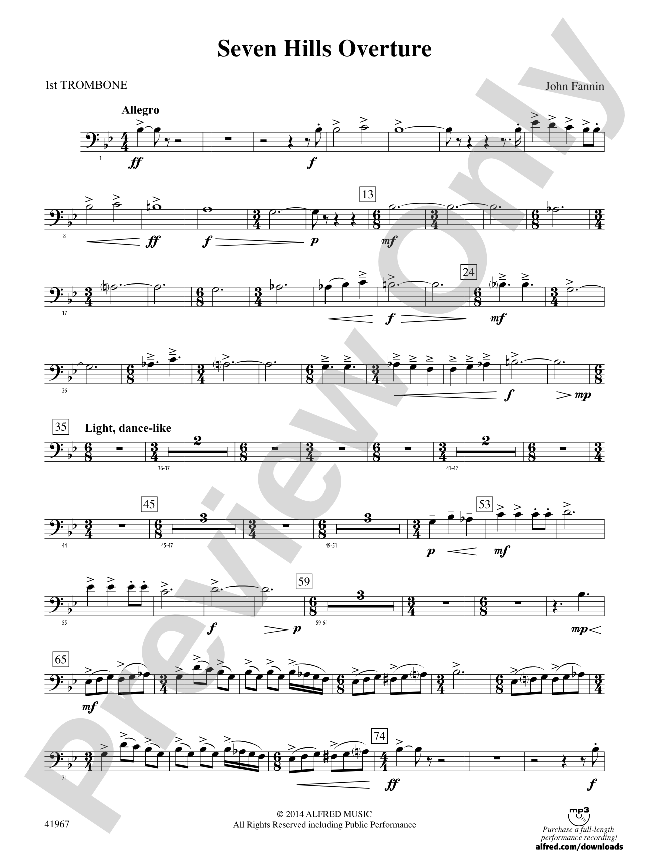 Seven Hills Overture: 1st Trombone