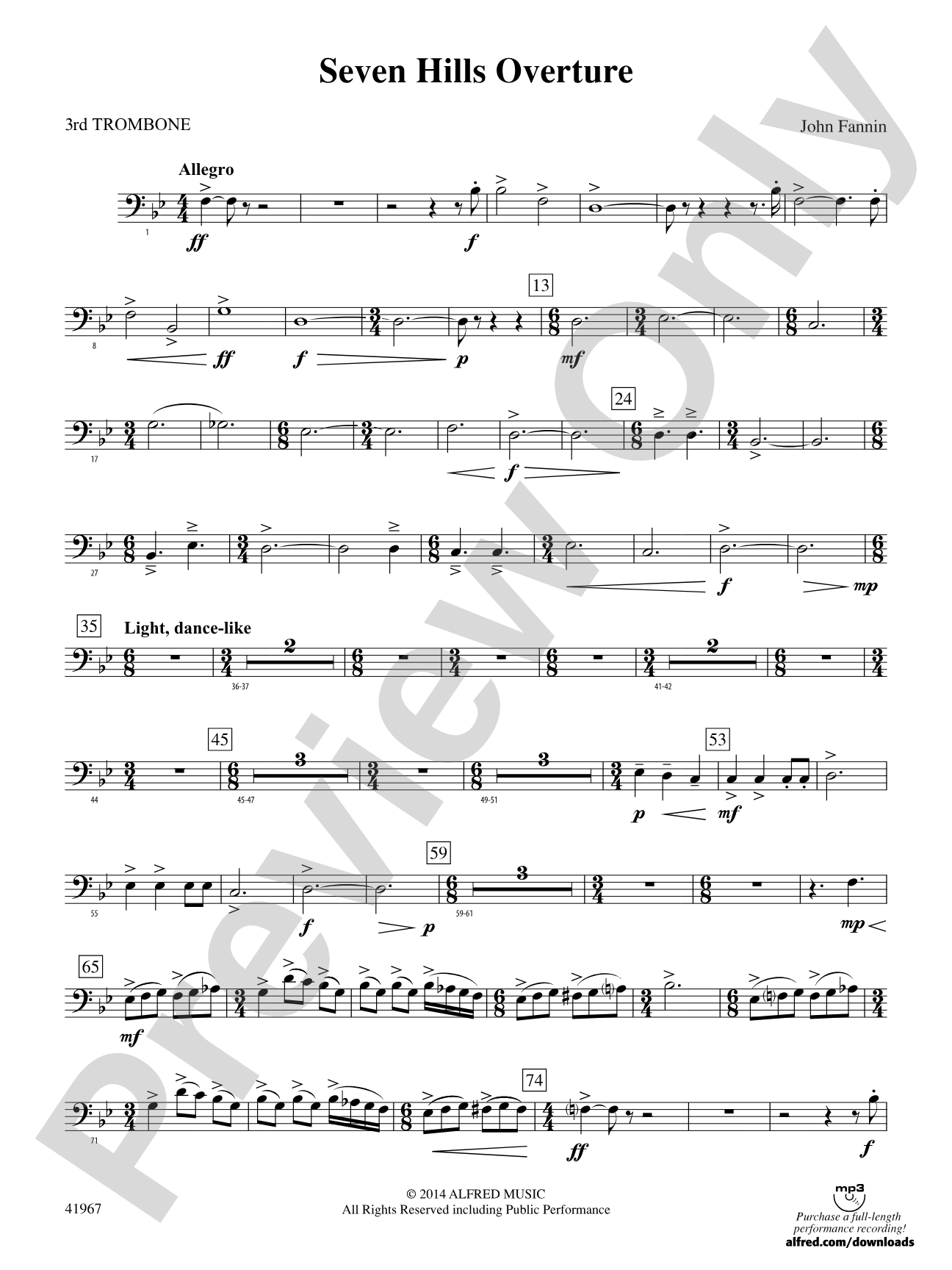 Seven Hills Overture: 3rd Trombone