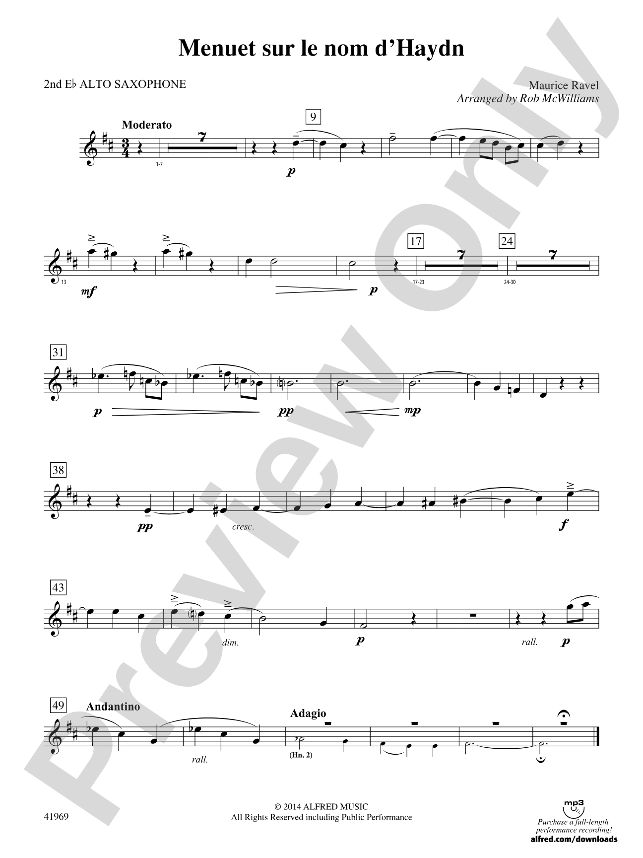 Menuet sur le nom d'Haydn: 2nd E-flat Alto Saxophone