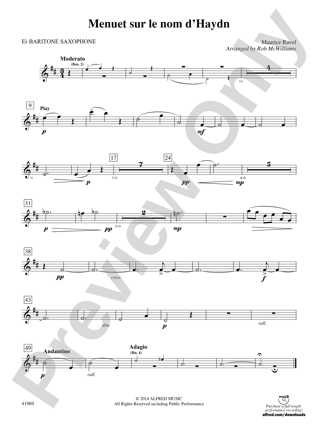 Menuet sur le nom d'Haydn: E-flat Baritone Saxophone