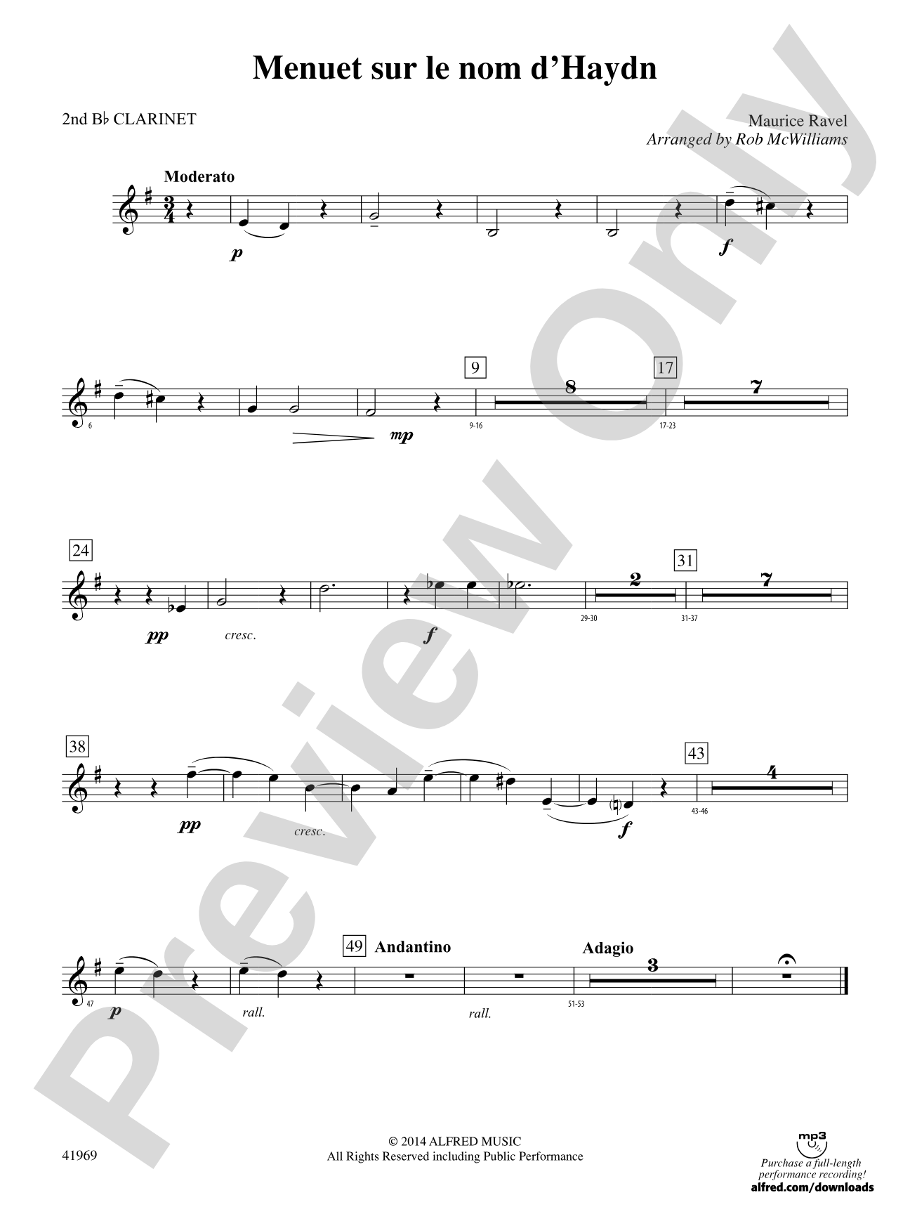 Menuet sur le nom d'Haydn: 2nd B-flat Clarinet