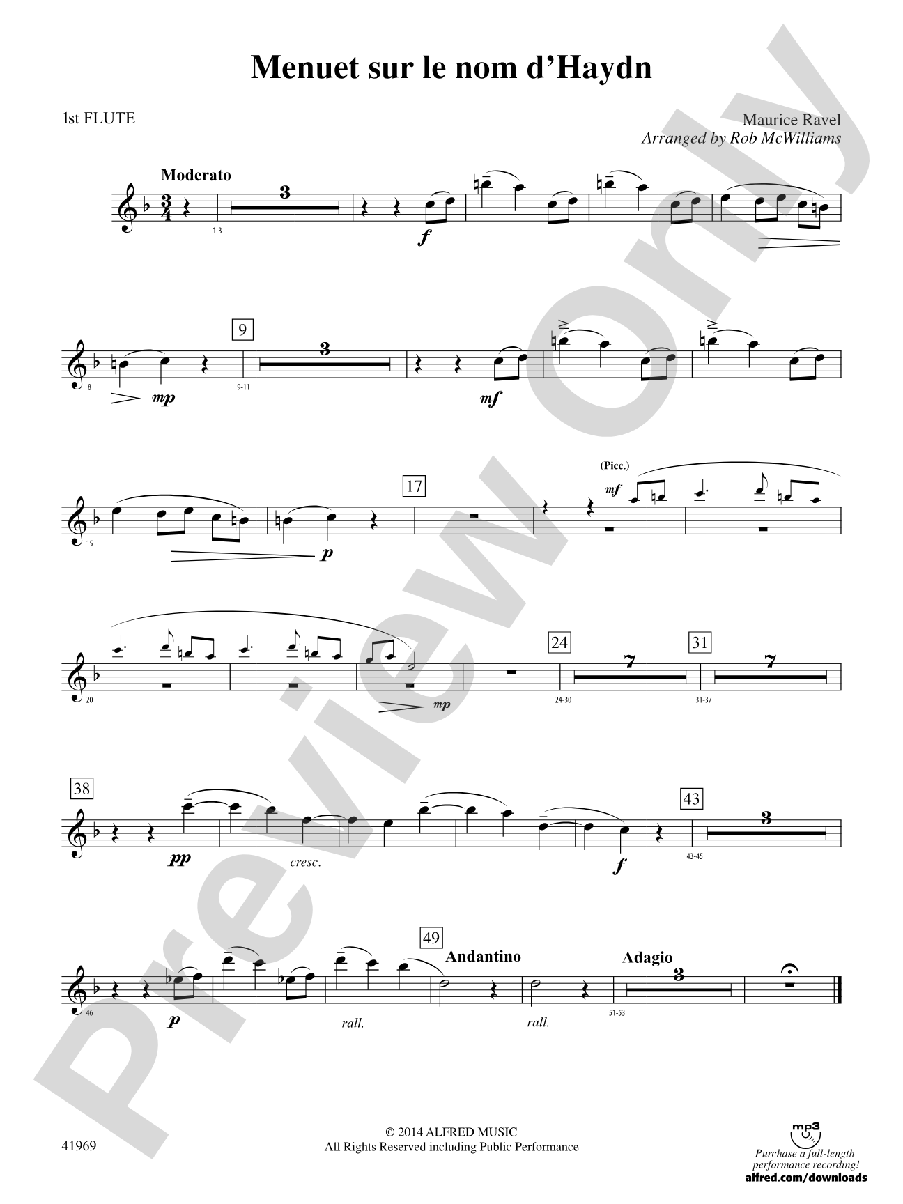 Menuet sur le nom d'Haydn: Flute