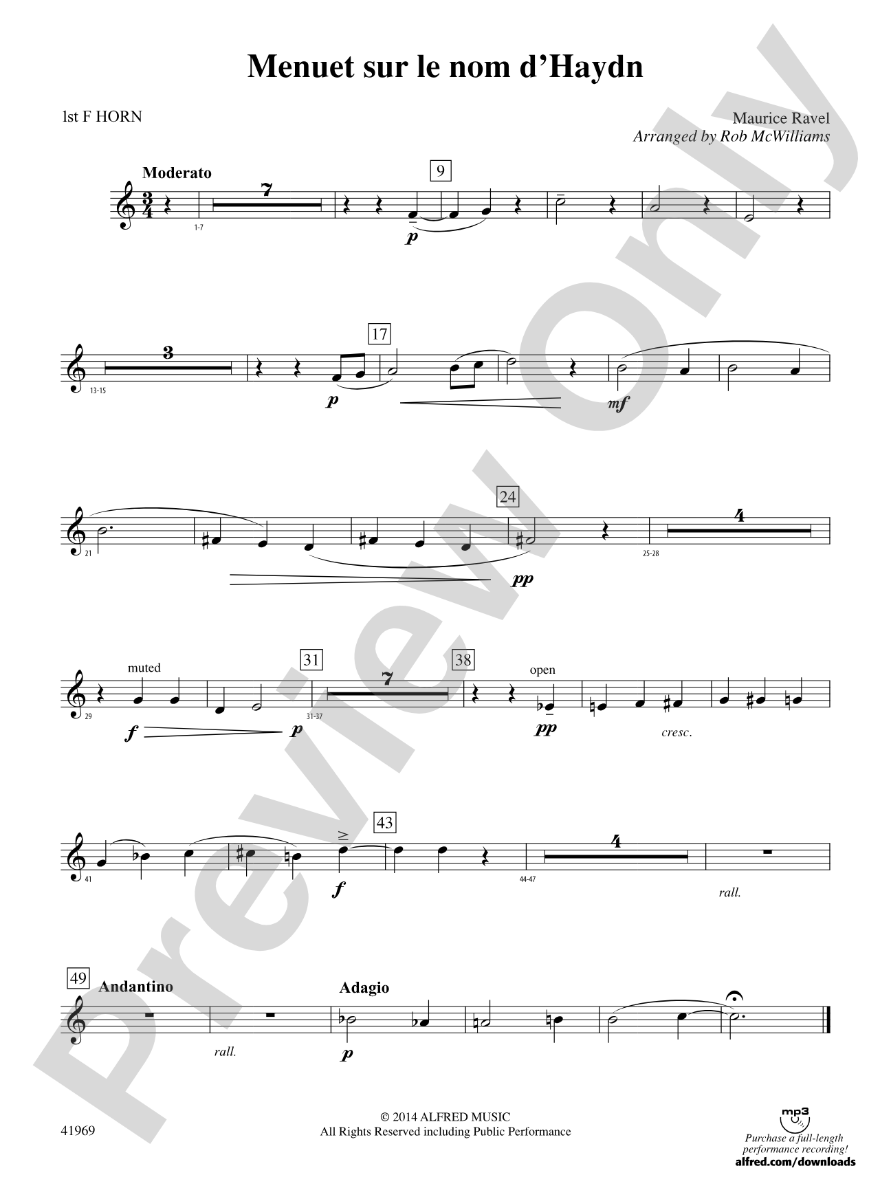 Menuet sur le nom d'Haydn: 1st F Horn