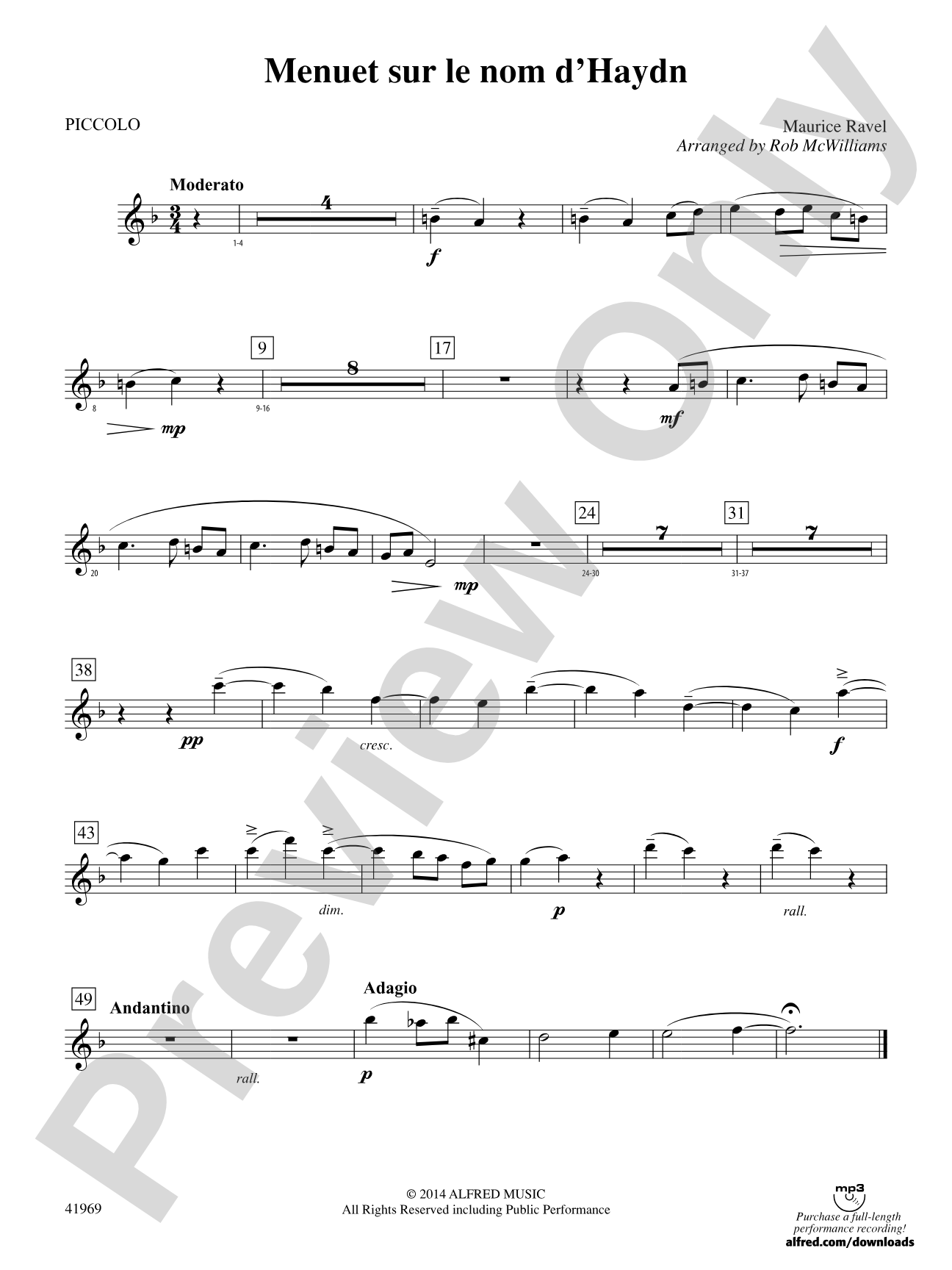 Menuet sur le nom d'Haydn: Piccolo