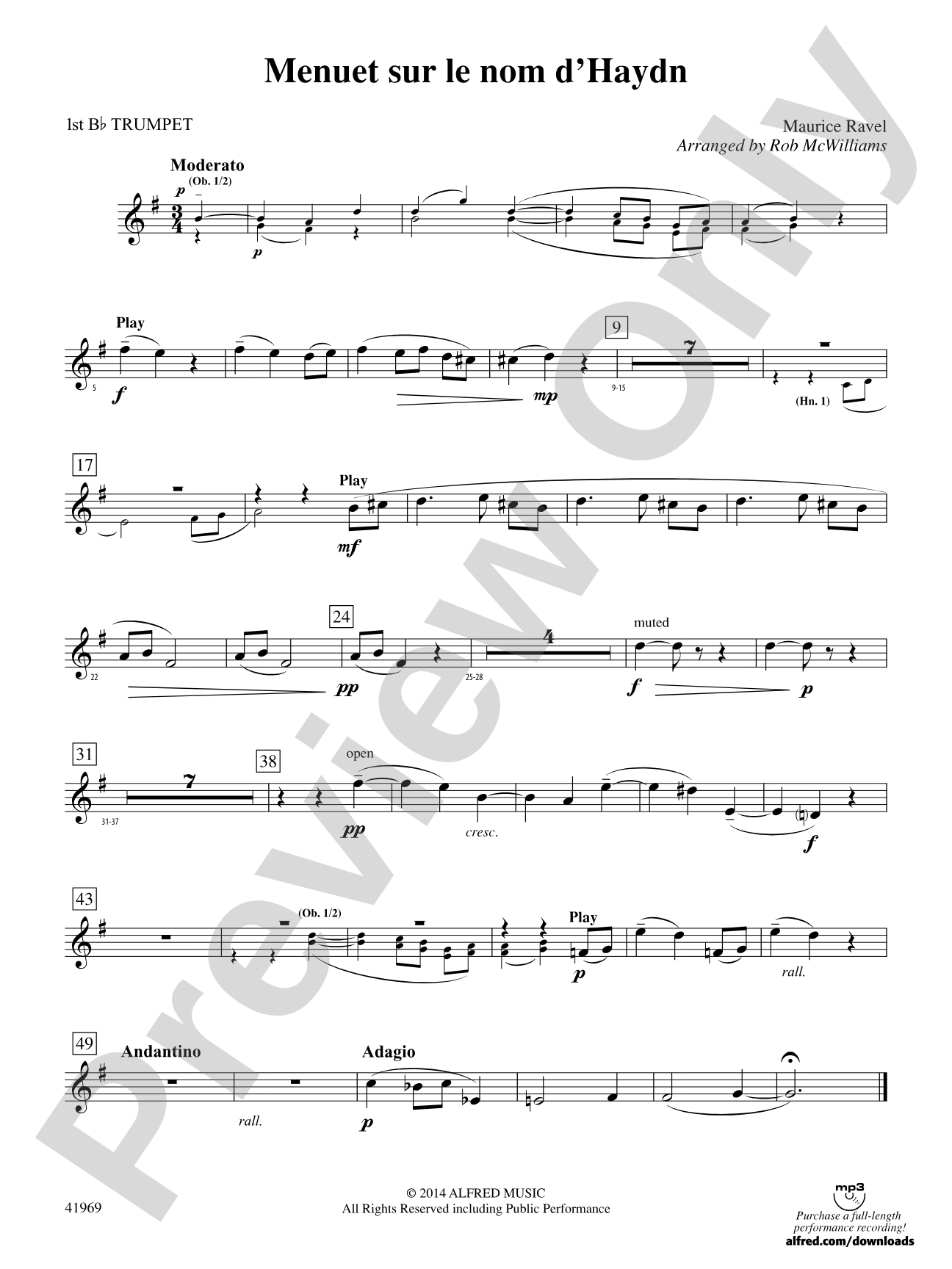Menuet sur le nom d'Haydn: 1st B-flat Trumpet