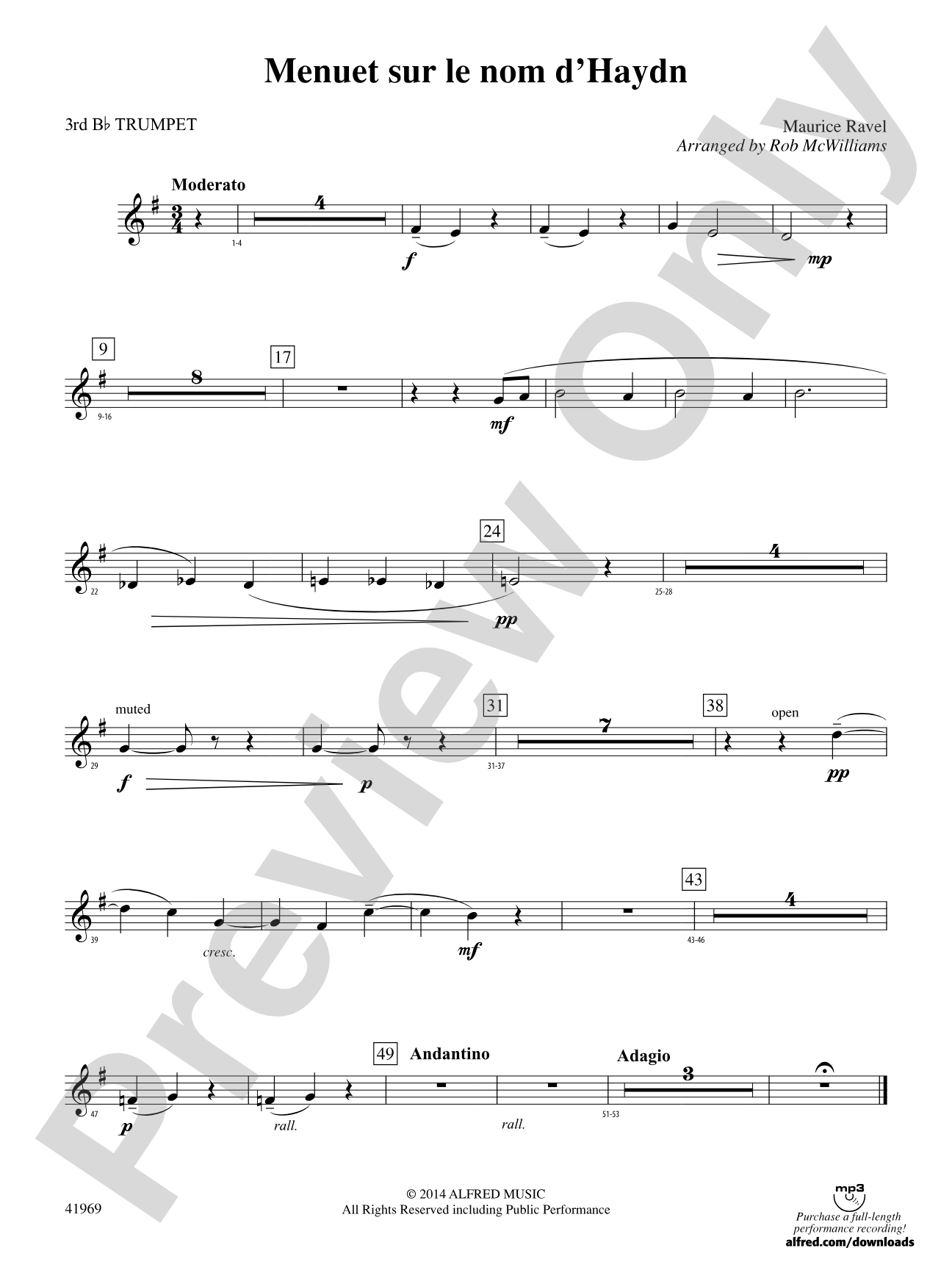 Menuet sur le nom d'Haydn: 3rd B-flat Trumpet