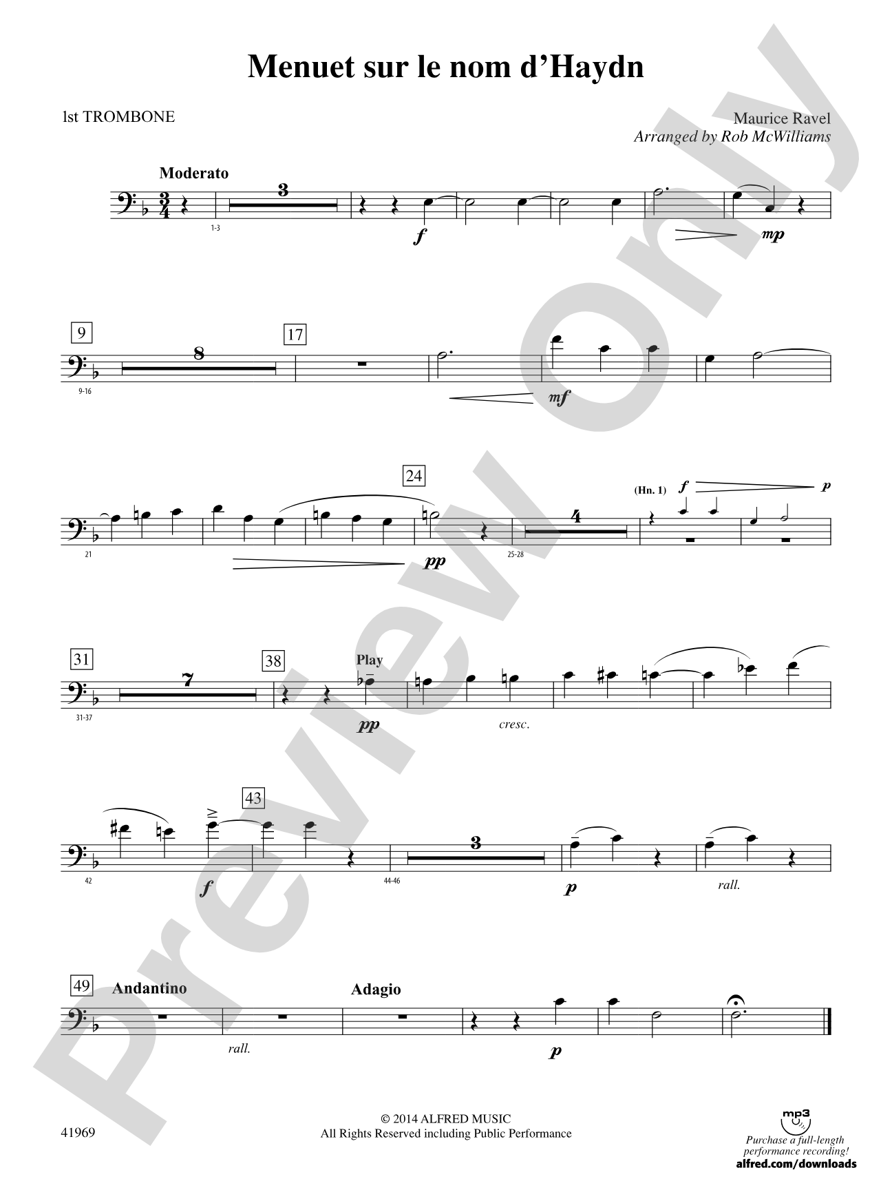 Menuet sur le nom d'Haydn: 1st Trombone