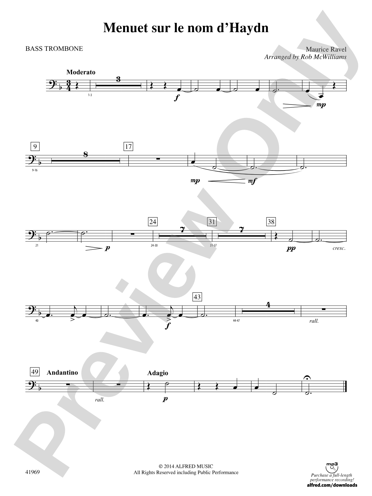 Menuet sur le nom d'Haydn: 3rd Trombone
