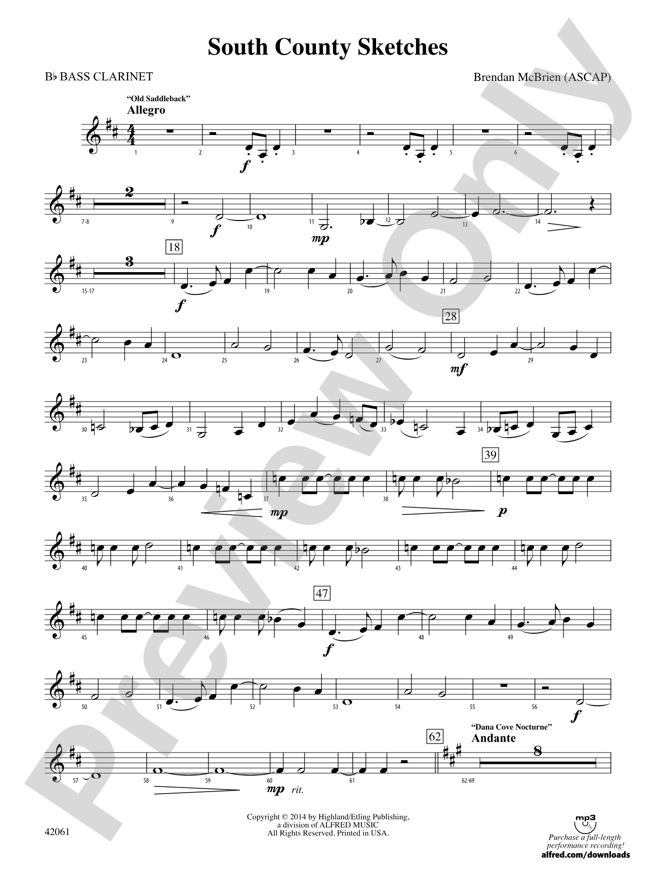 South County Sketches: B-flat Bass Clarinet
