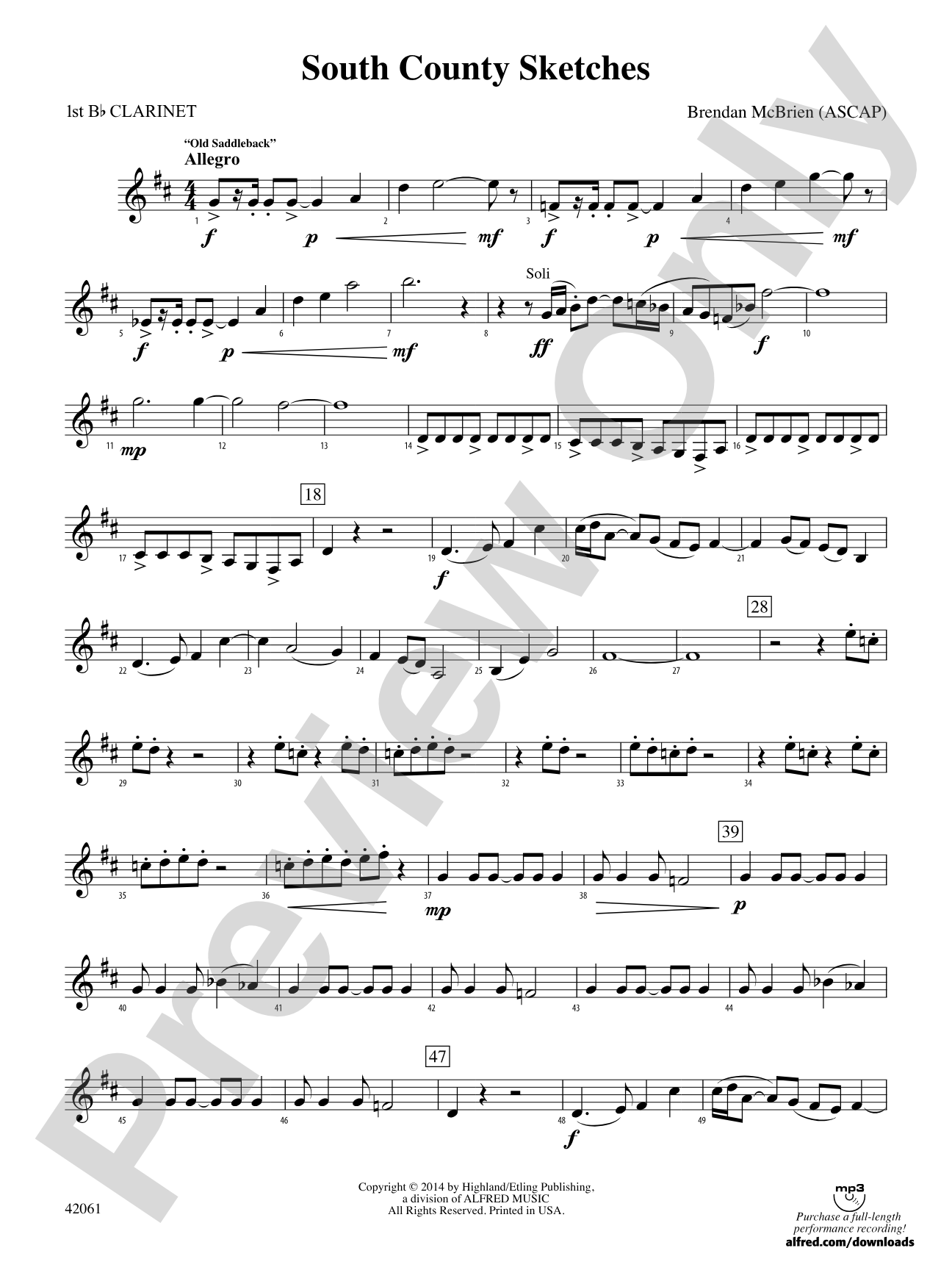 South County Sketches: 1st B-flat Clarinet