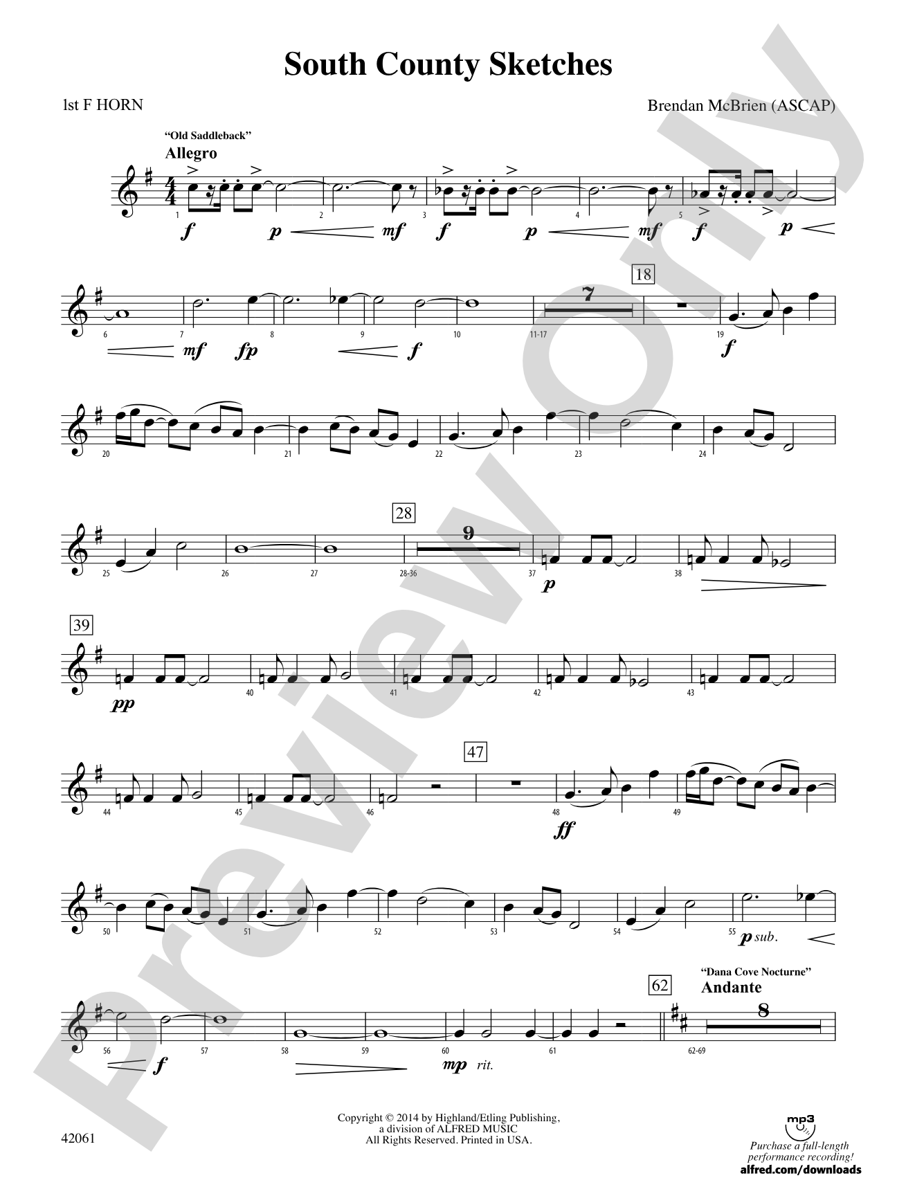 South County Sketches: 1st F Horn