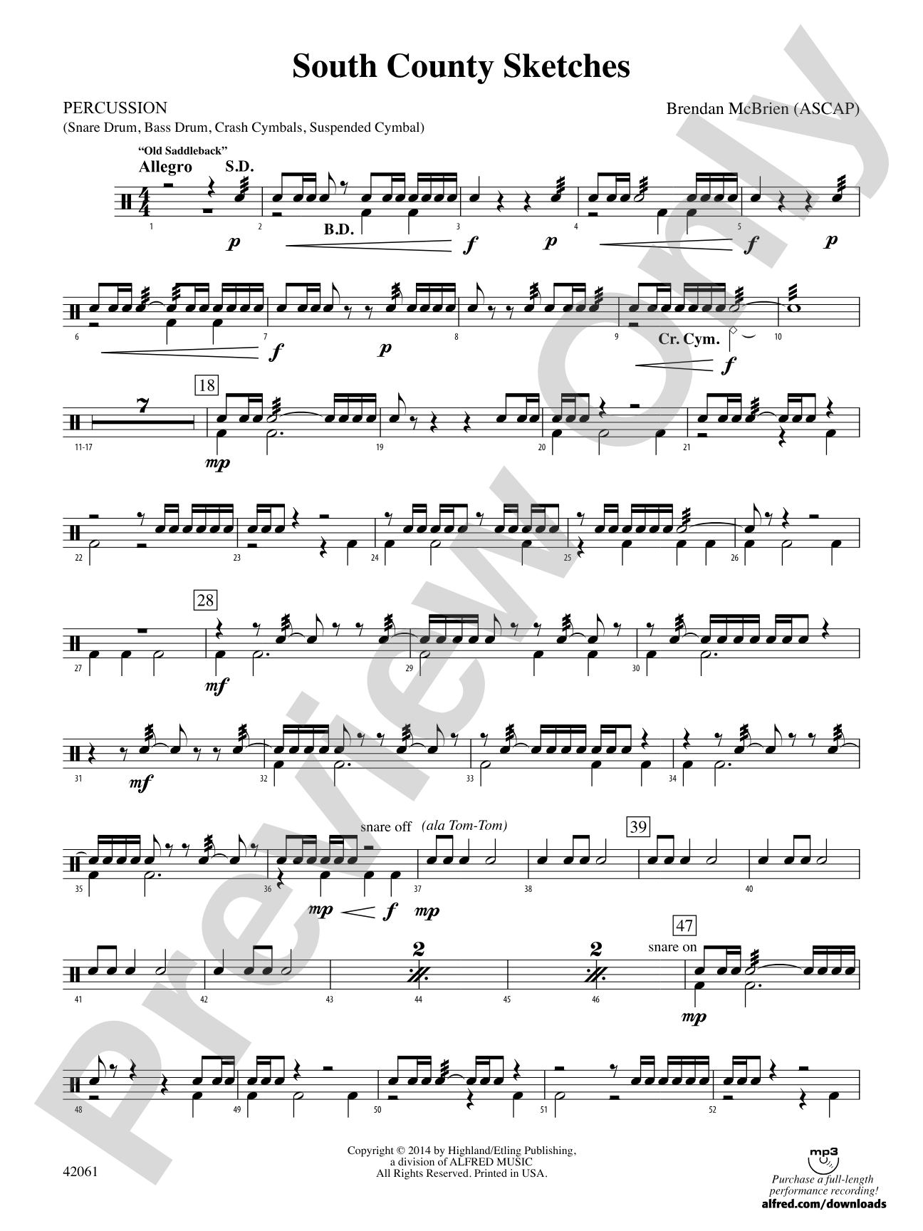 South County Sketches: 1st Percussion