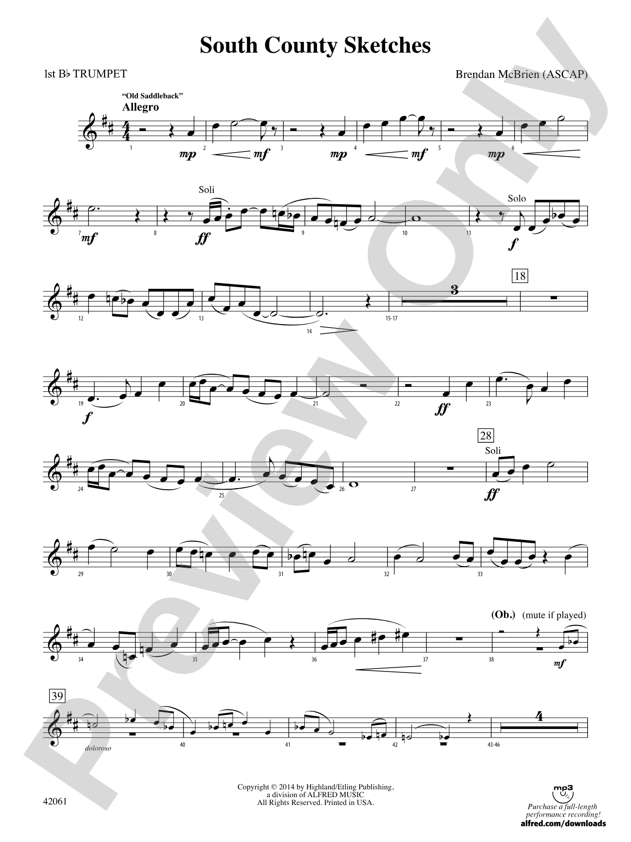South County Sketches: 1st B-flat Trumpet