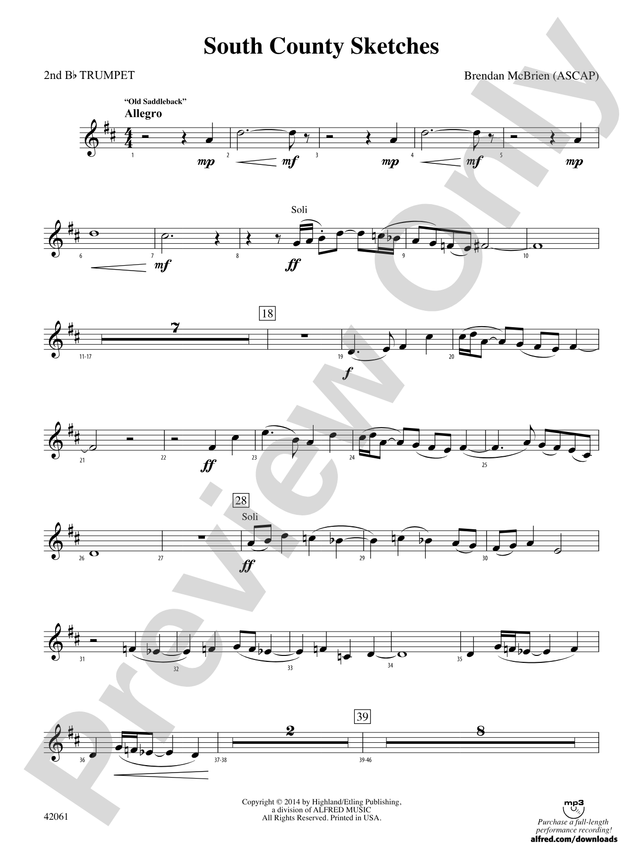 South County Sketches: 2nd B-flat Trumpet